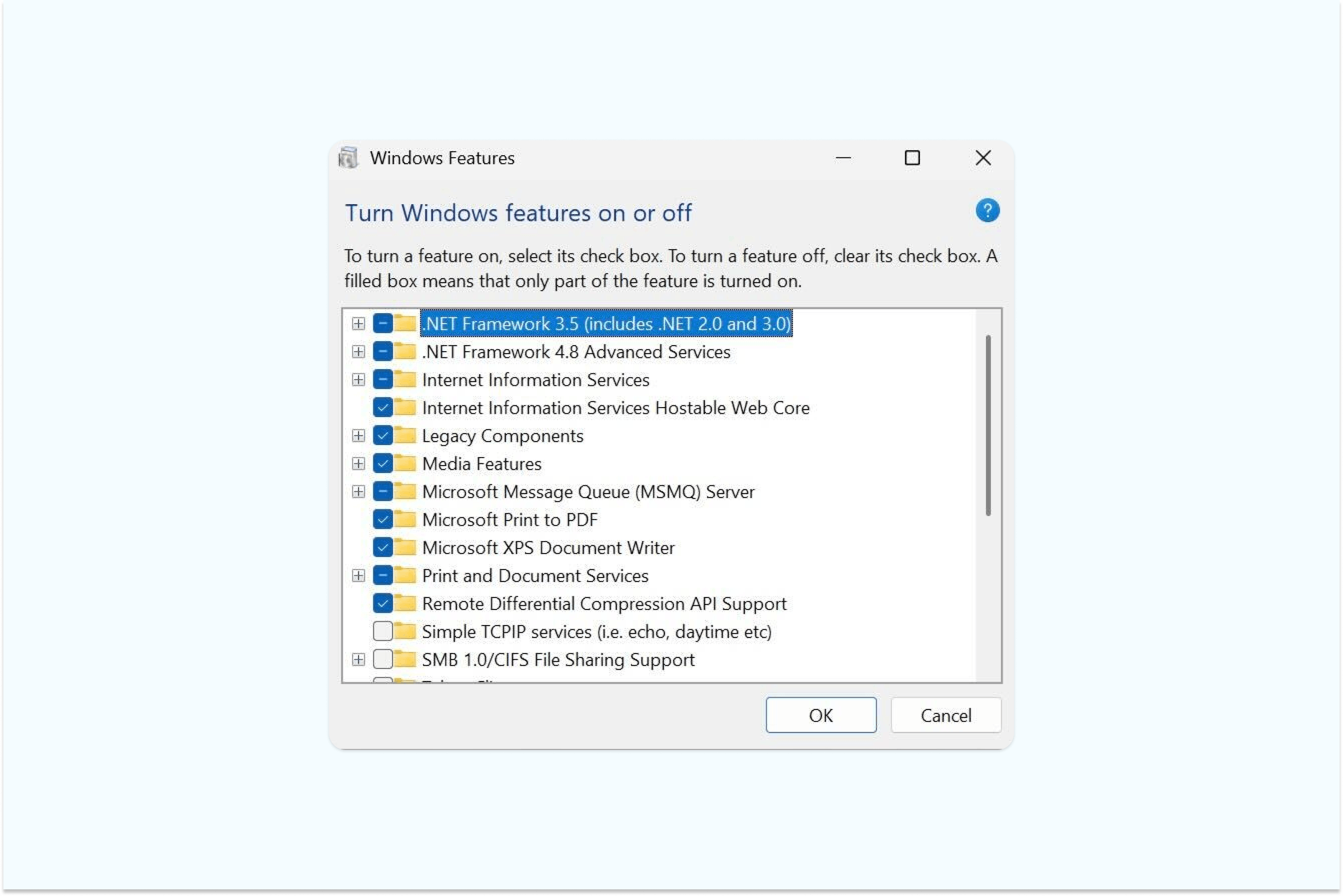 Ativando o recurso Microsoft Print to PDF no Windows