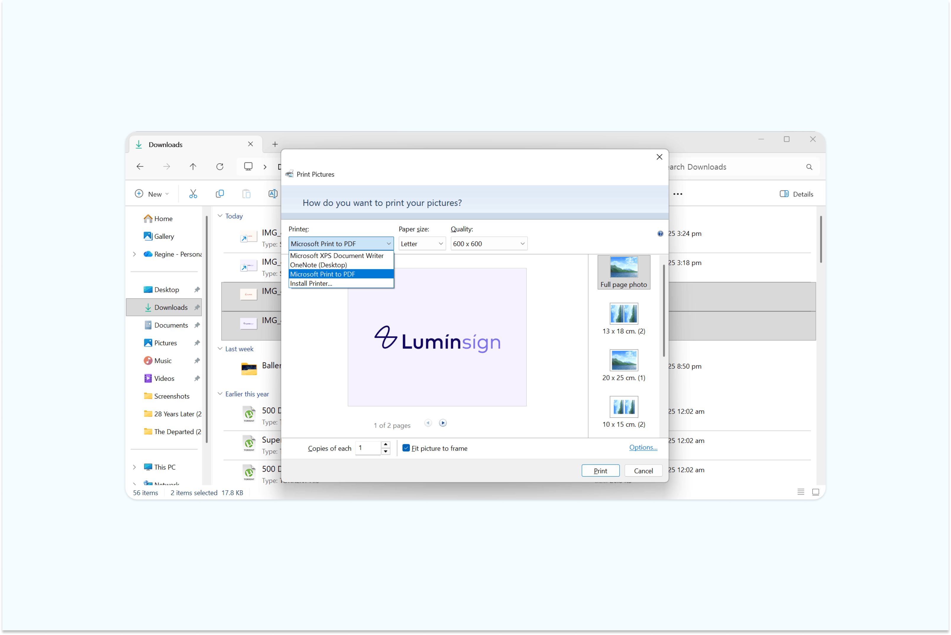 Vários JPGs sendo mesclados em um único PDF no Windows