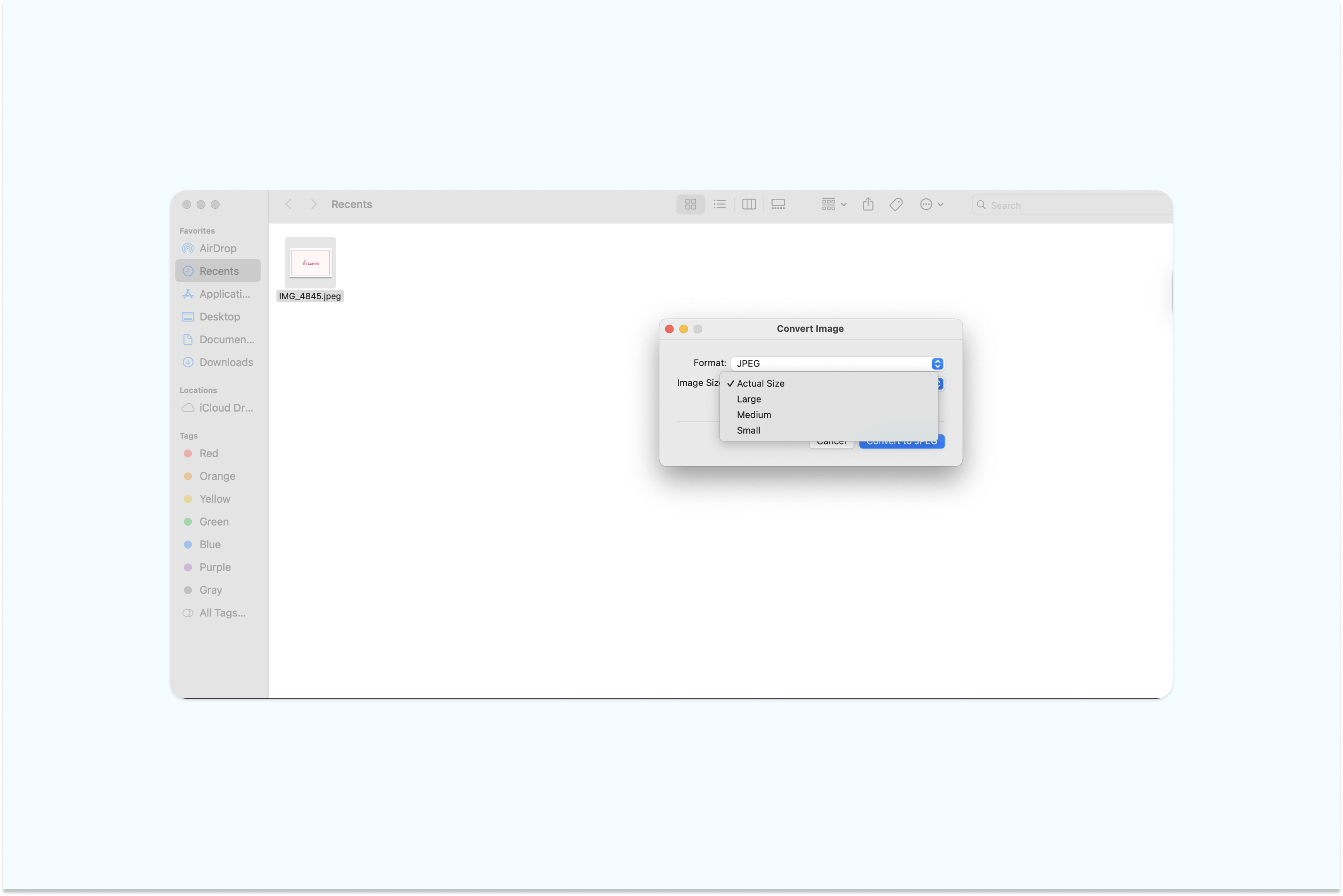 Un PDF en cours de compression sur Mac