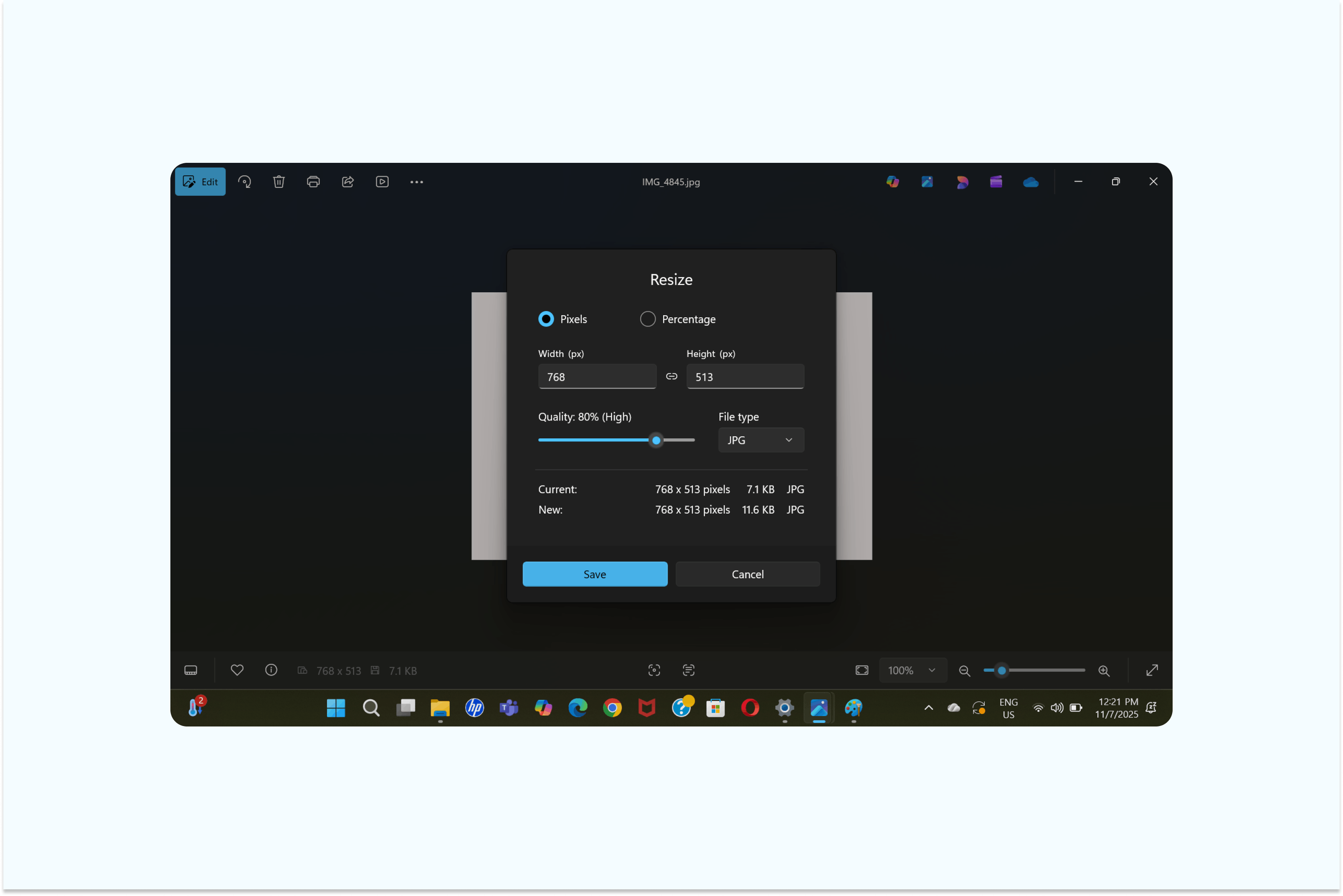 Un PDF en cours de compression sur Windows