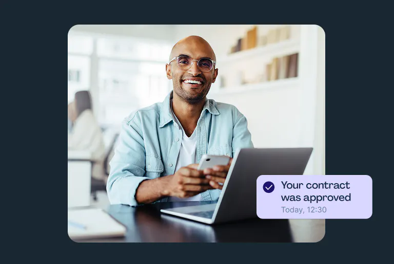 Person receiving a notification about their signed document