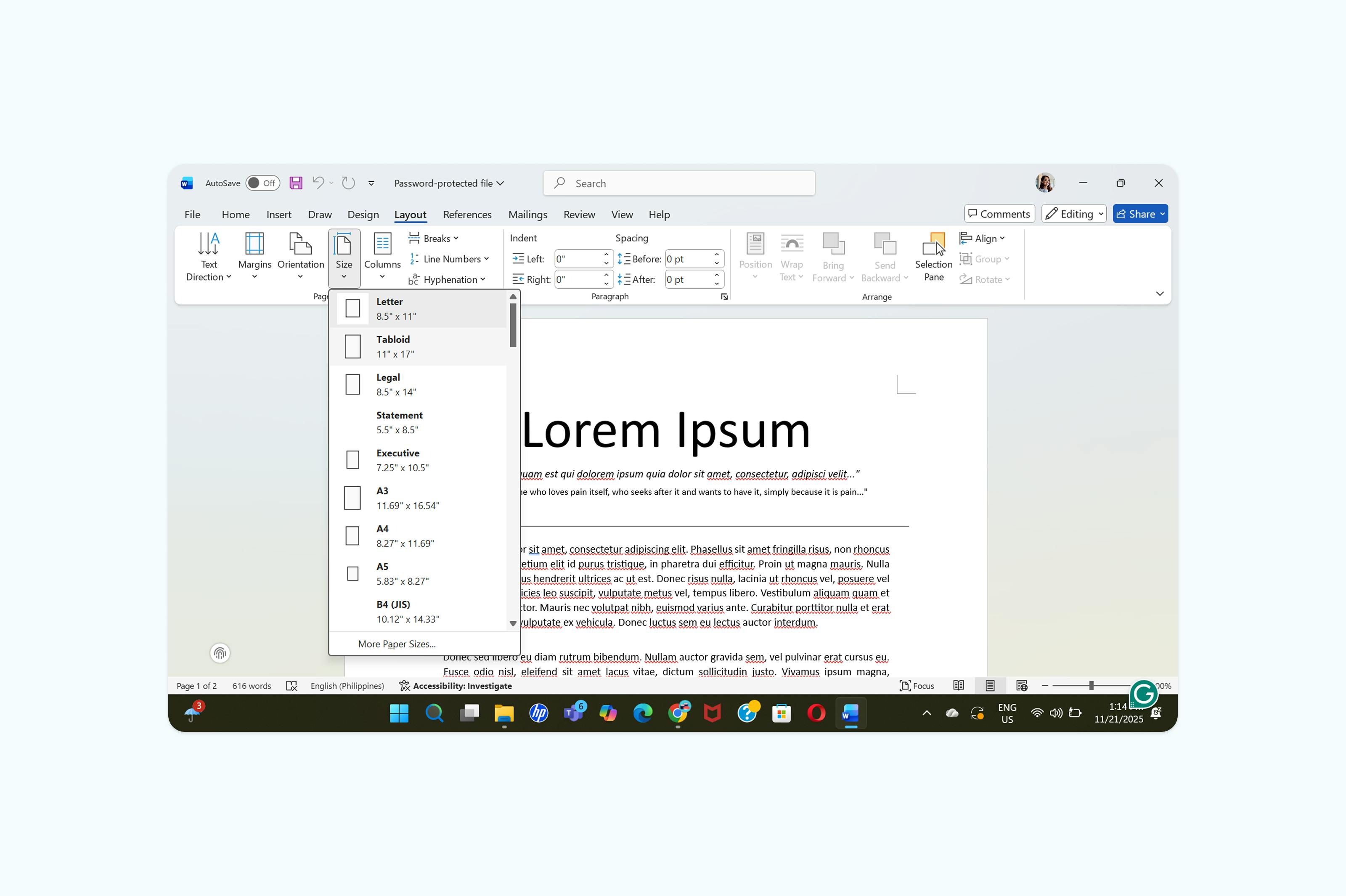 Adjusting PDF page size in Microsoft Word