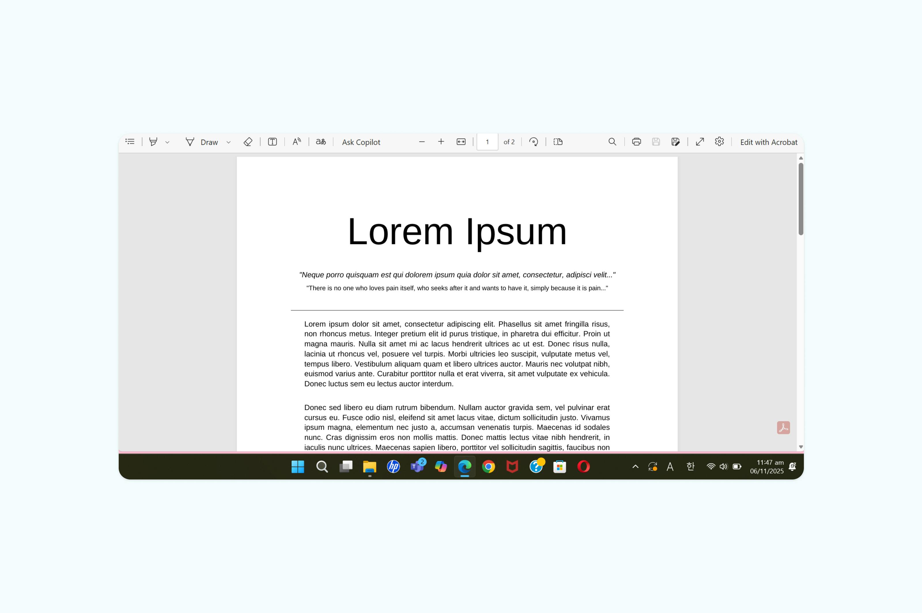 A PDF being drawn on in Microsoft Edge