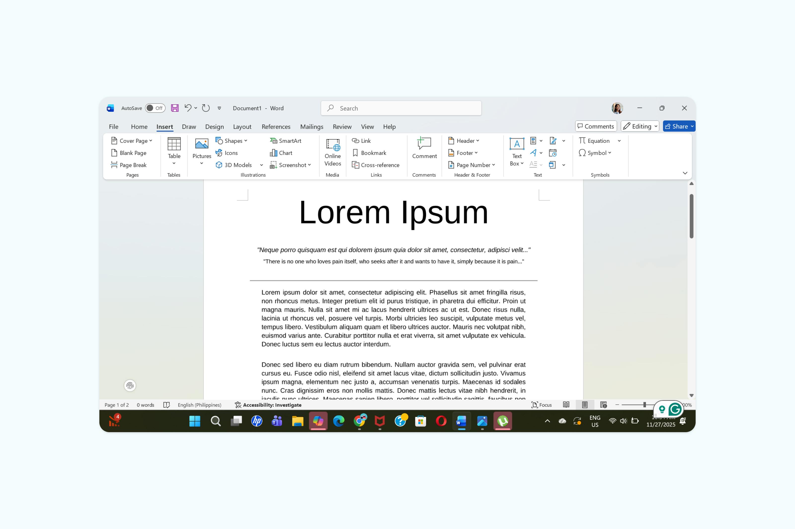 Un PDF inséré dans Microsoft Word