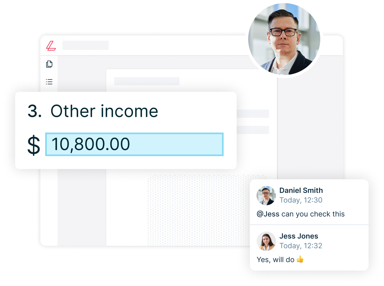 Tax form being filled by a team