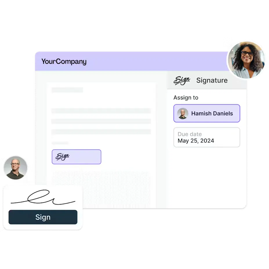 Person assigning and signing within Lumin UI