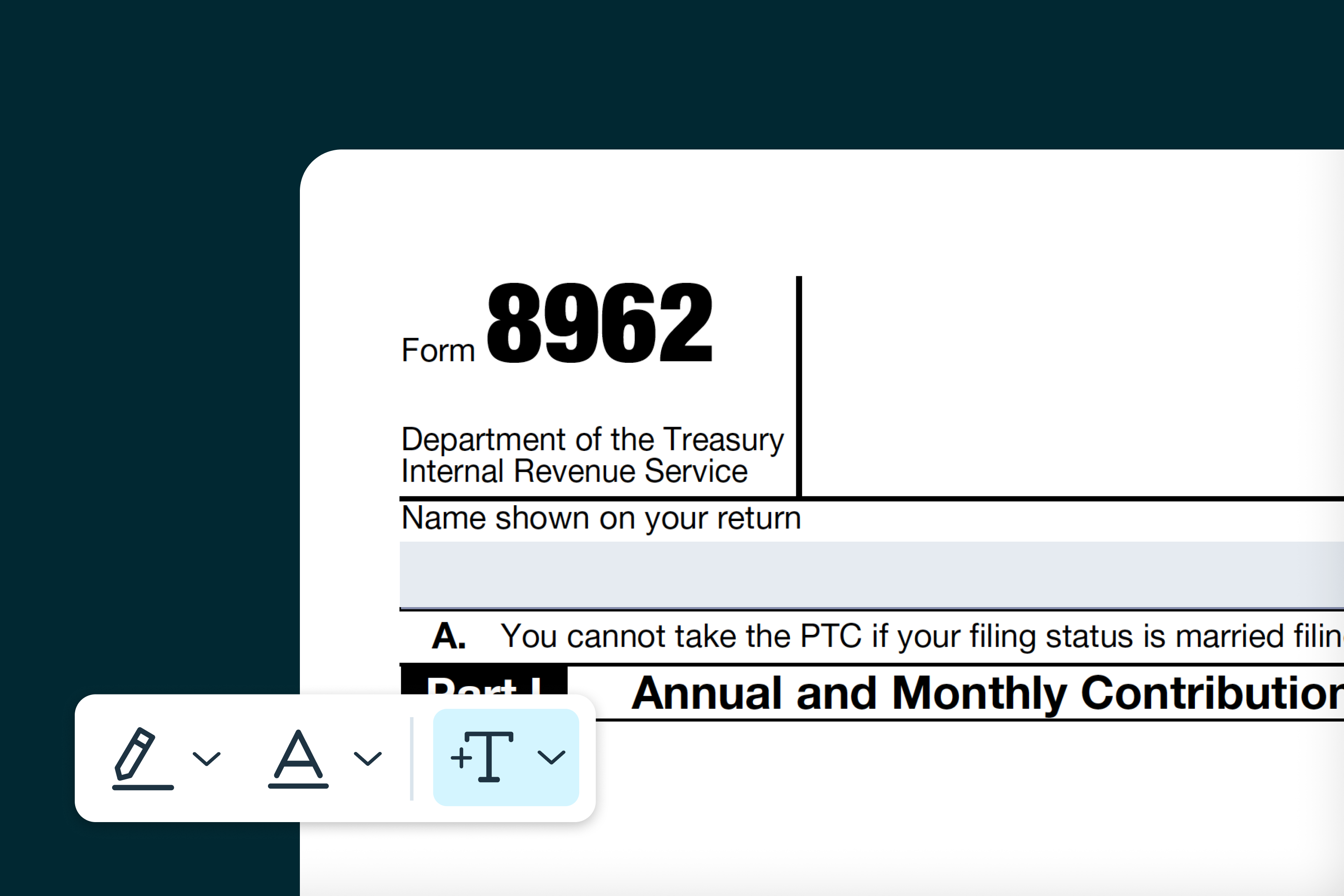 Filling out Form 8962 online
