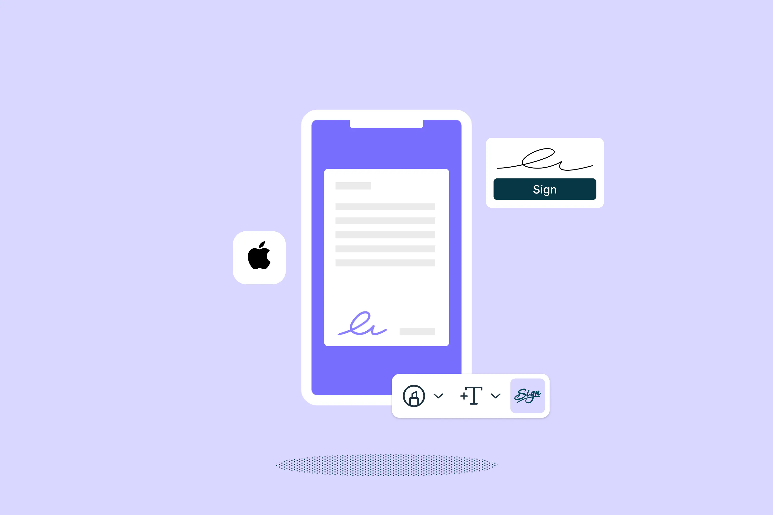 PDF document being signed on an iPhone