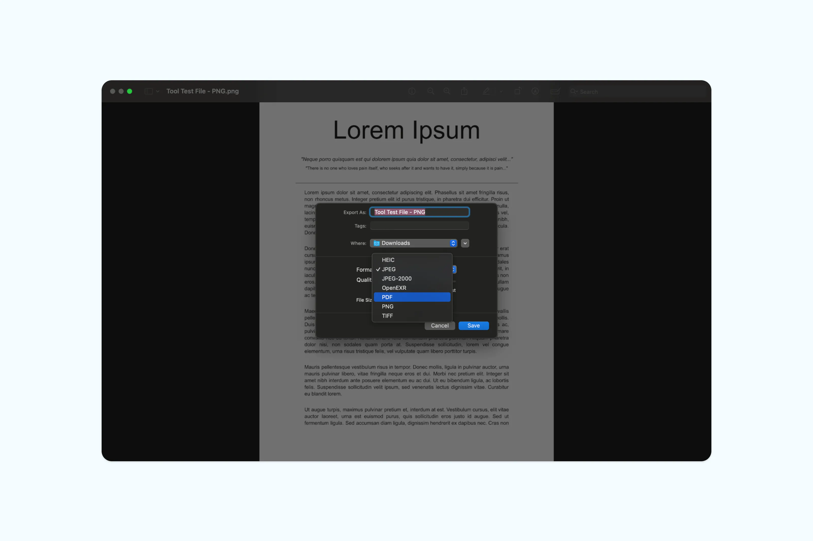 Converting PNG into PDF on Preview