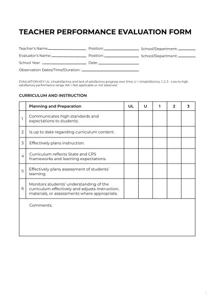 Montessori Teacher Performance Evaluation Form | Edit Pdf Forms Online ...