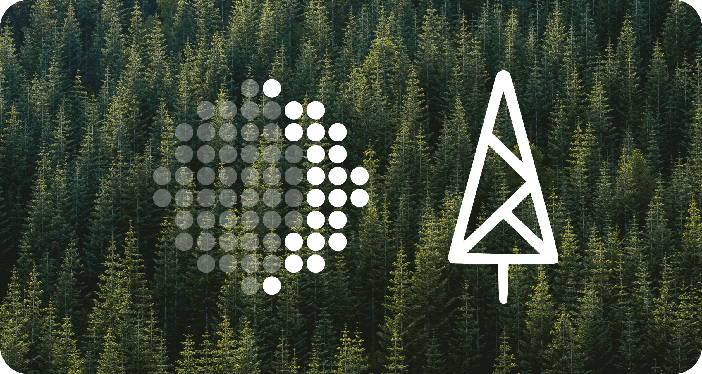 Lune and Treeconomy logos side by side, with a photo of a forest in the background