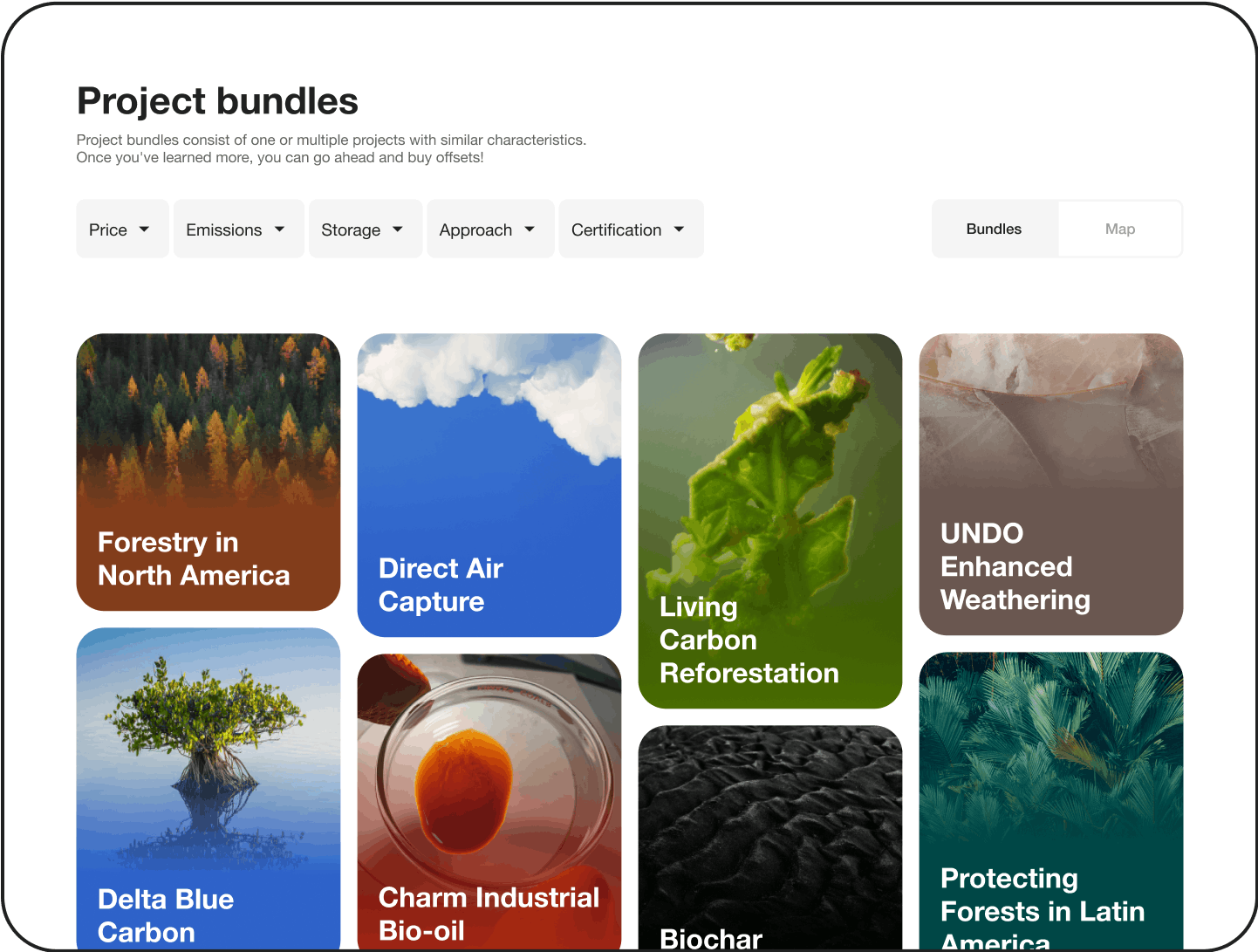 Project bundles, shown within the Lune dashboard