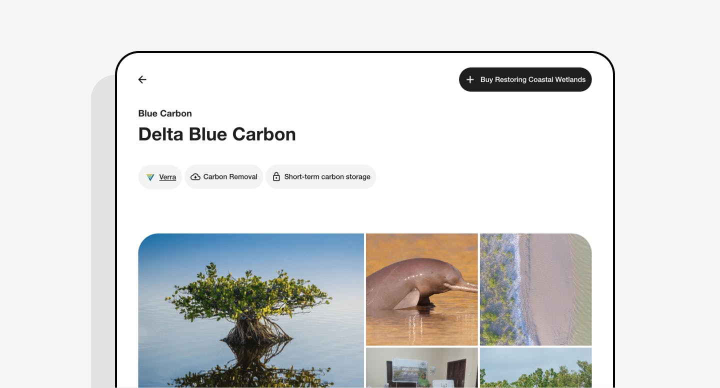 Delta Blue Carbon project shown within the Lune dashboard