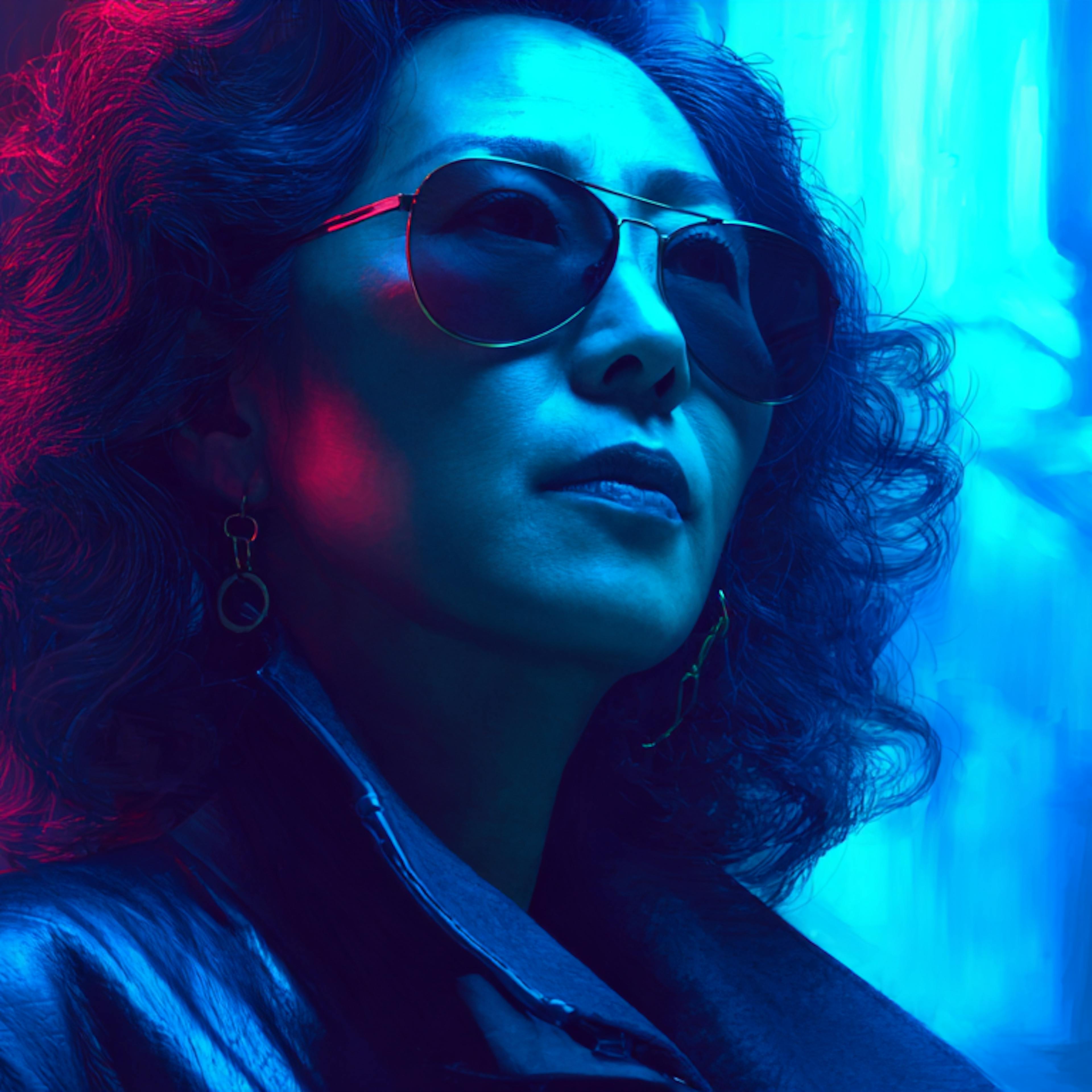 40_year_old_female_asian_investor_in_blue_neon