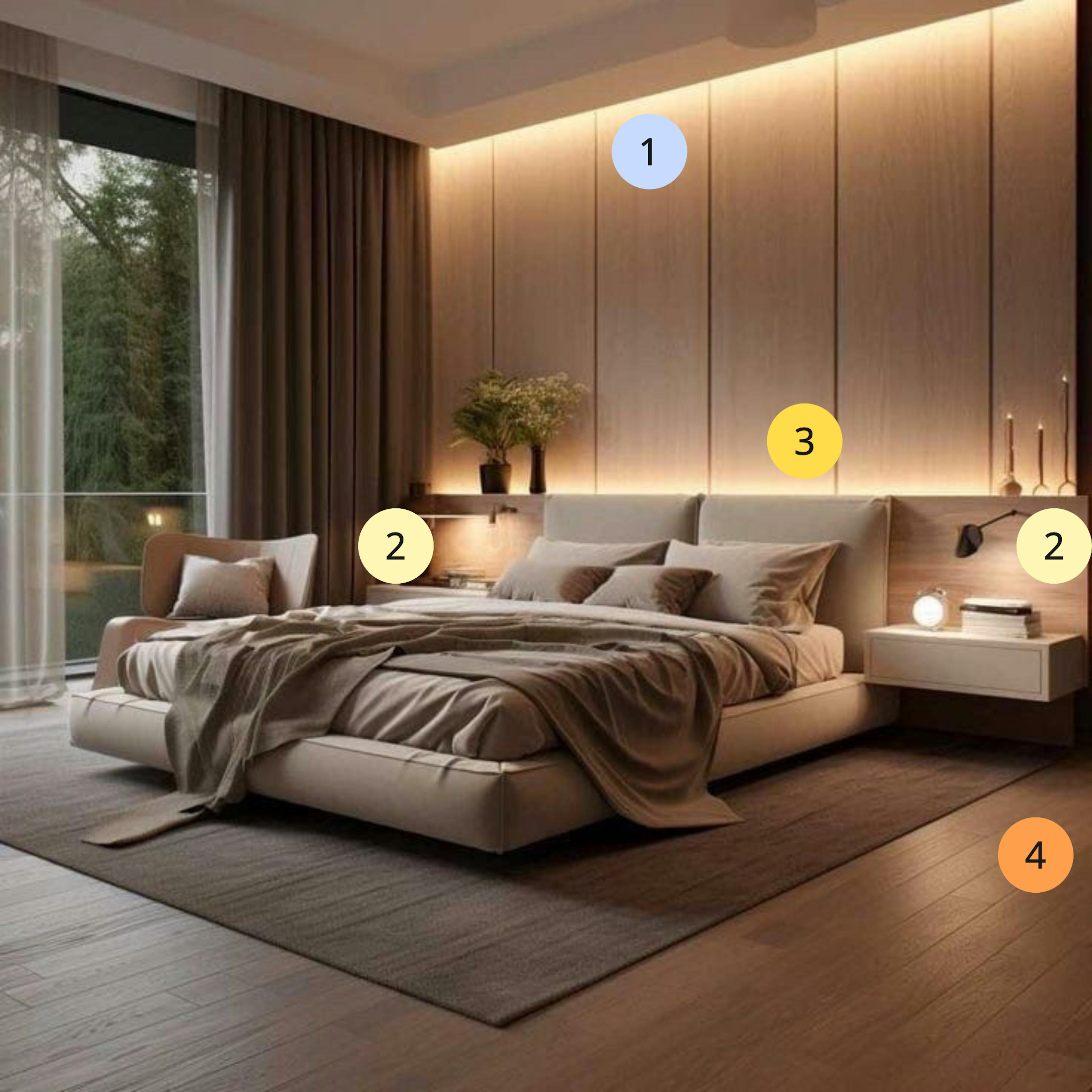 Bedroom lighting plan with layers