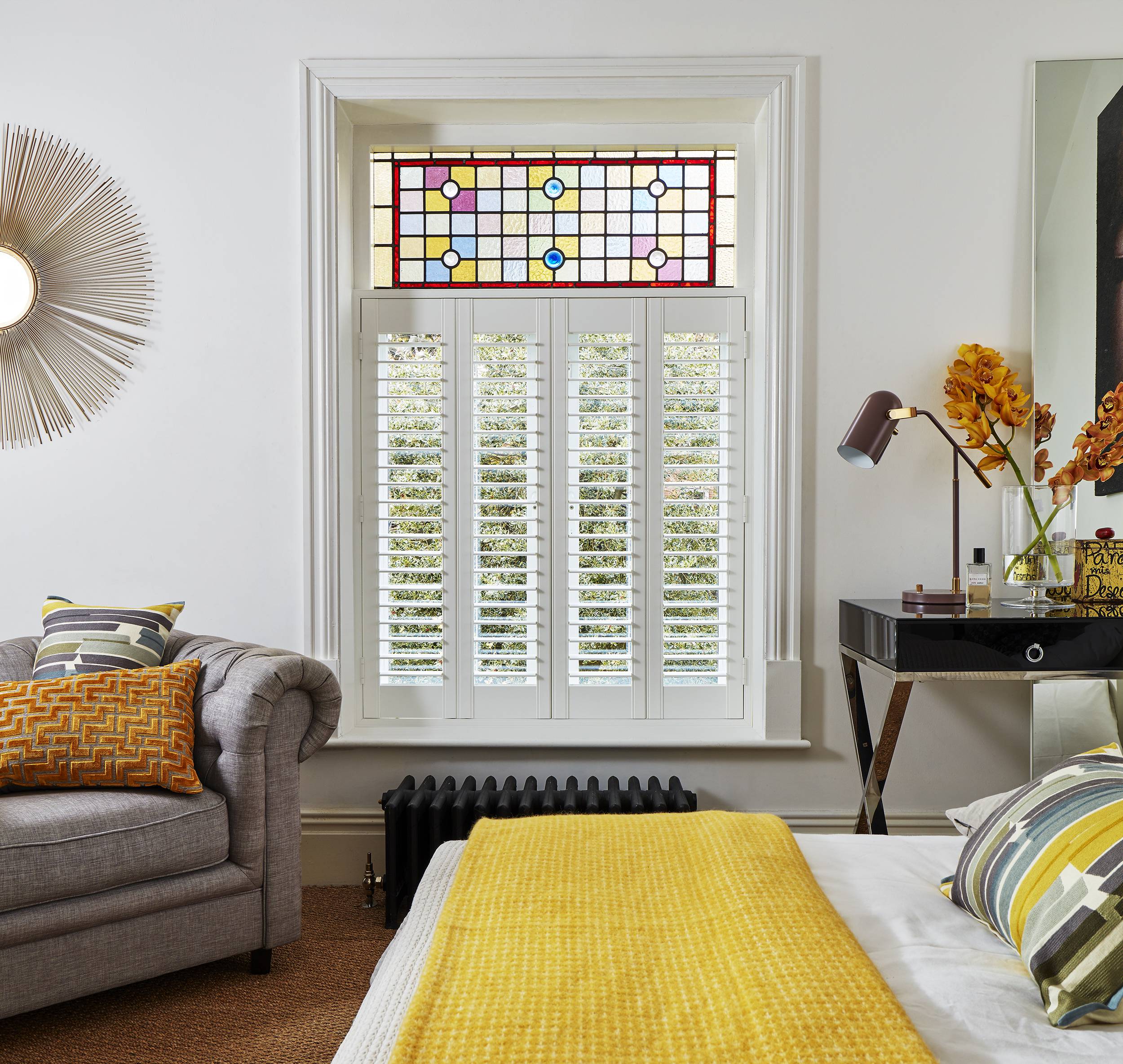 Bedroom with white Shutters