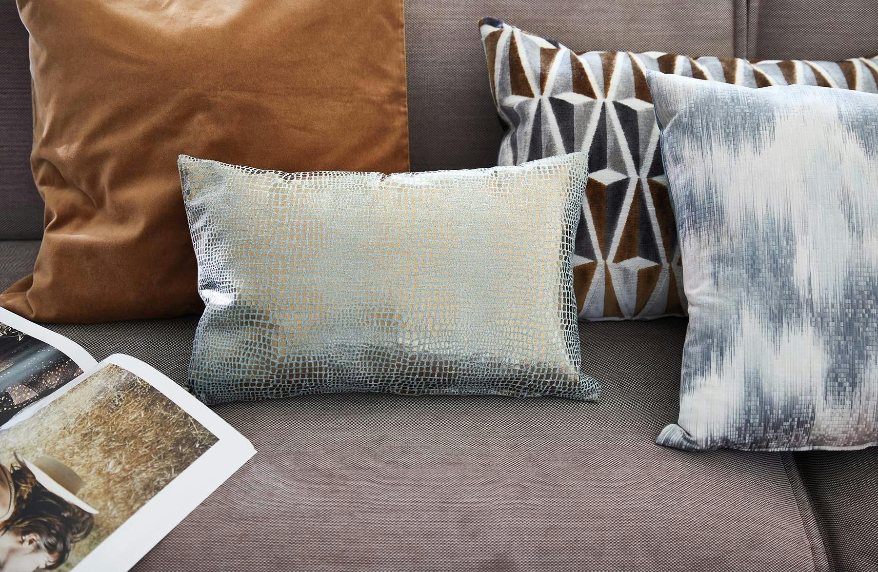 Living room with couch and colorful pillows