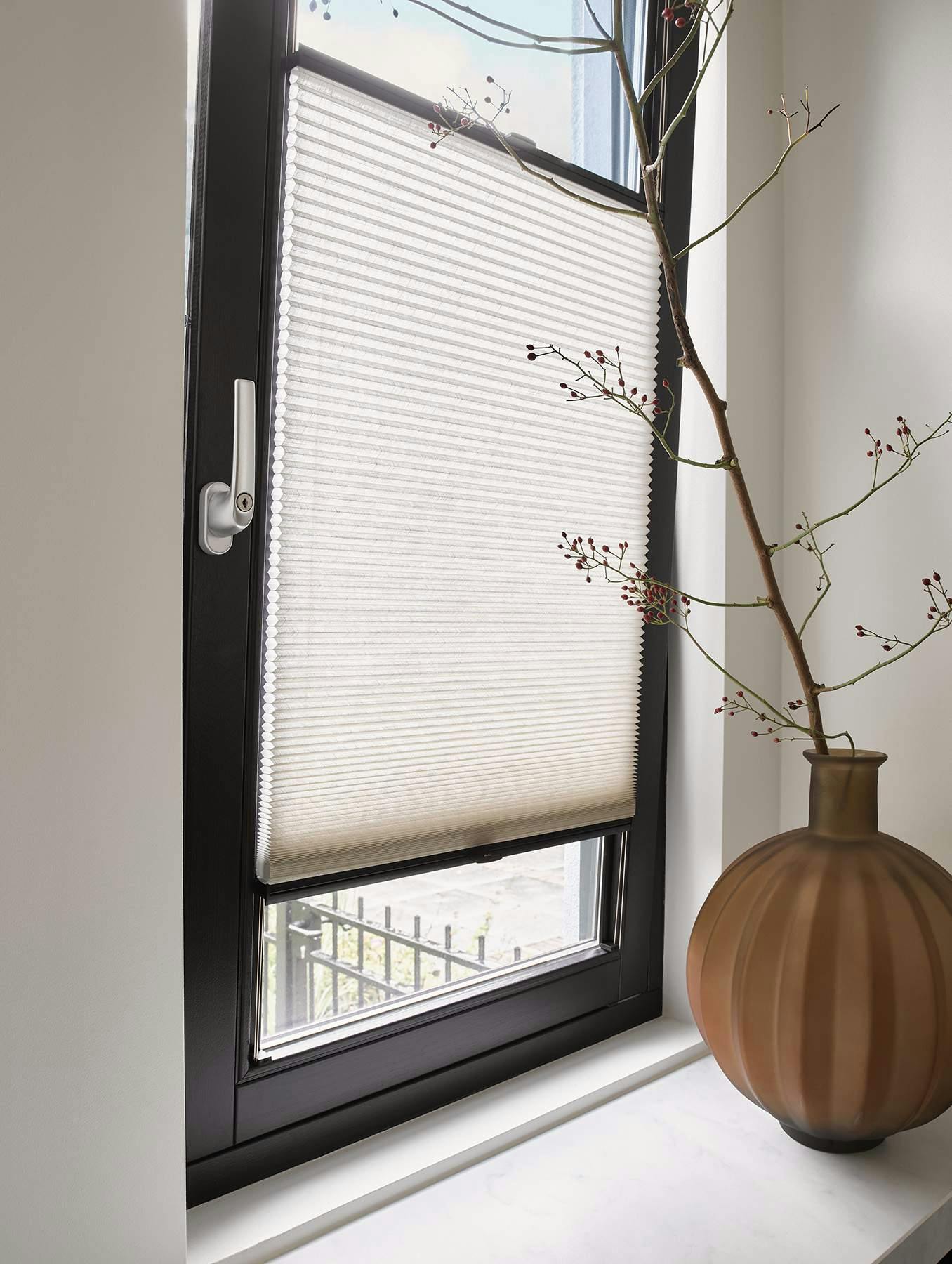 White TruFit® Duette® blinds on a window