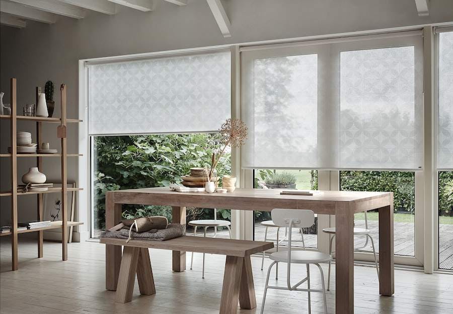 Dining room with white design Roller blinds