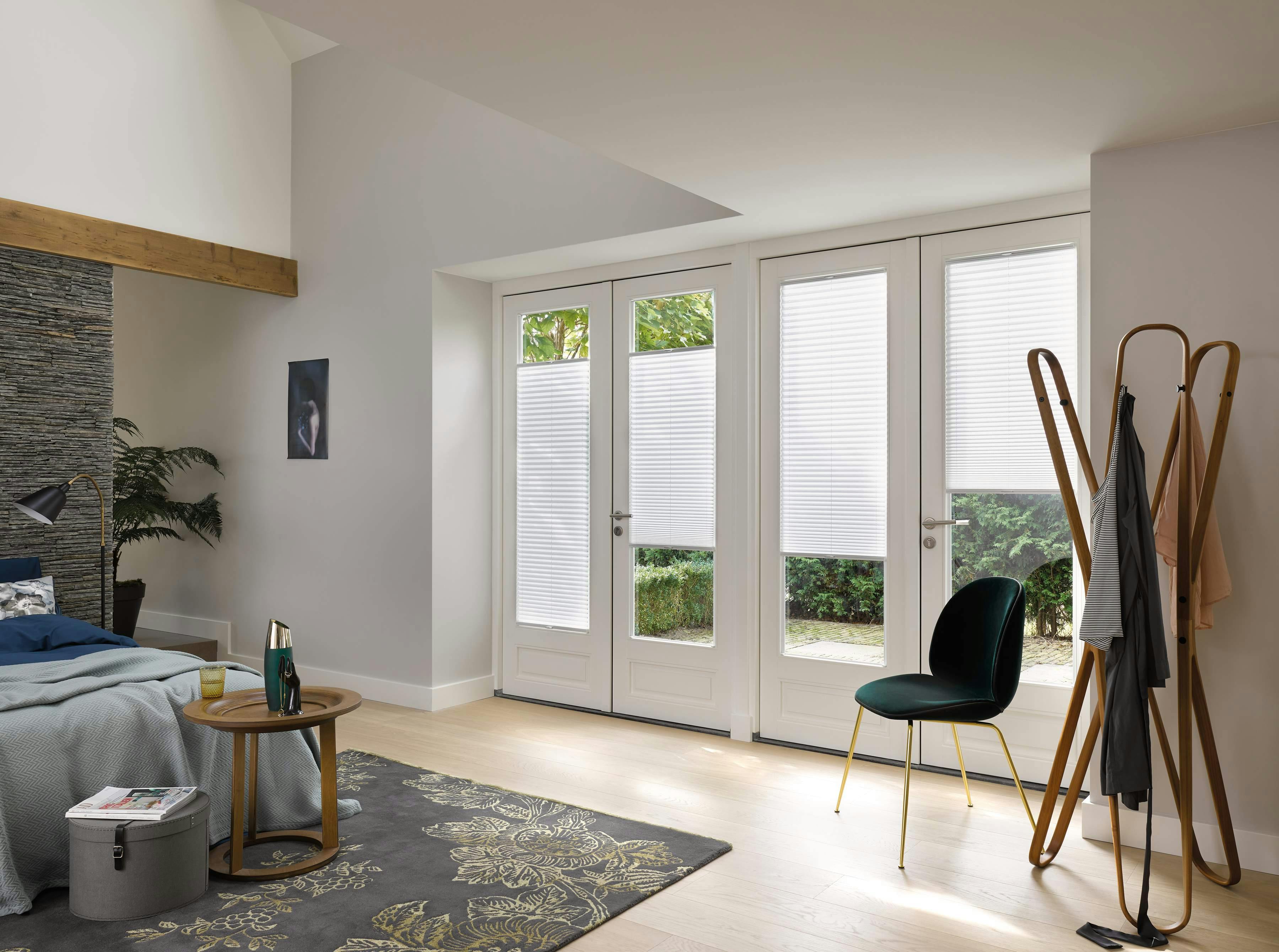 Plissé shades in de slaapkamer