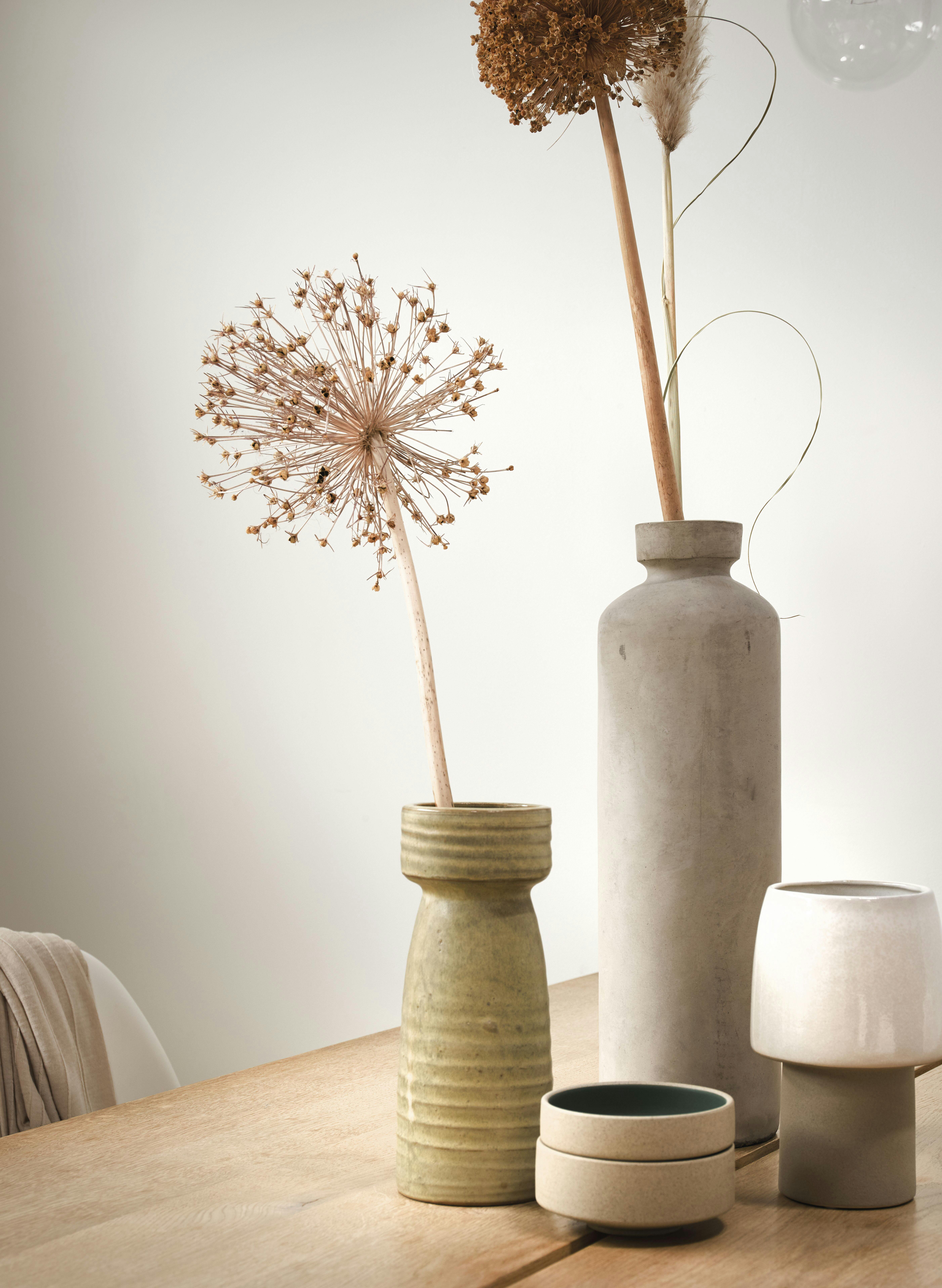 Dining table with vases