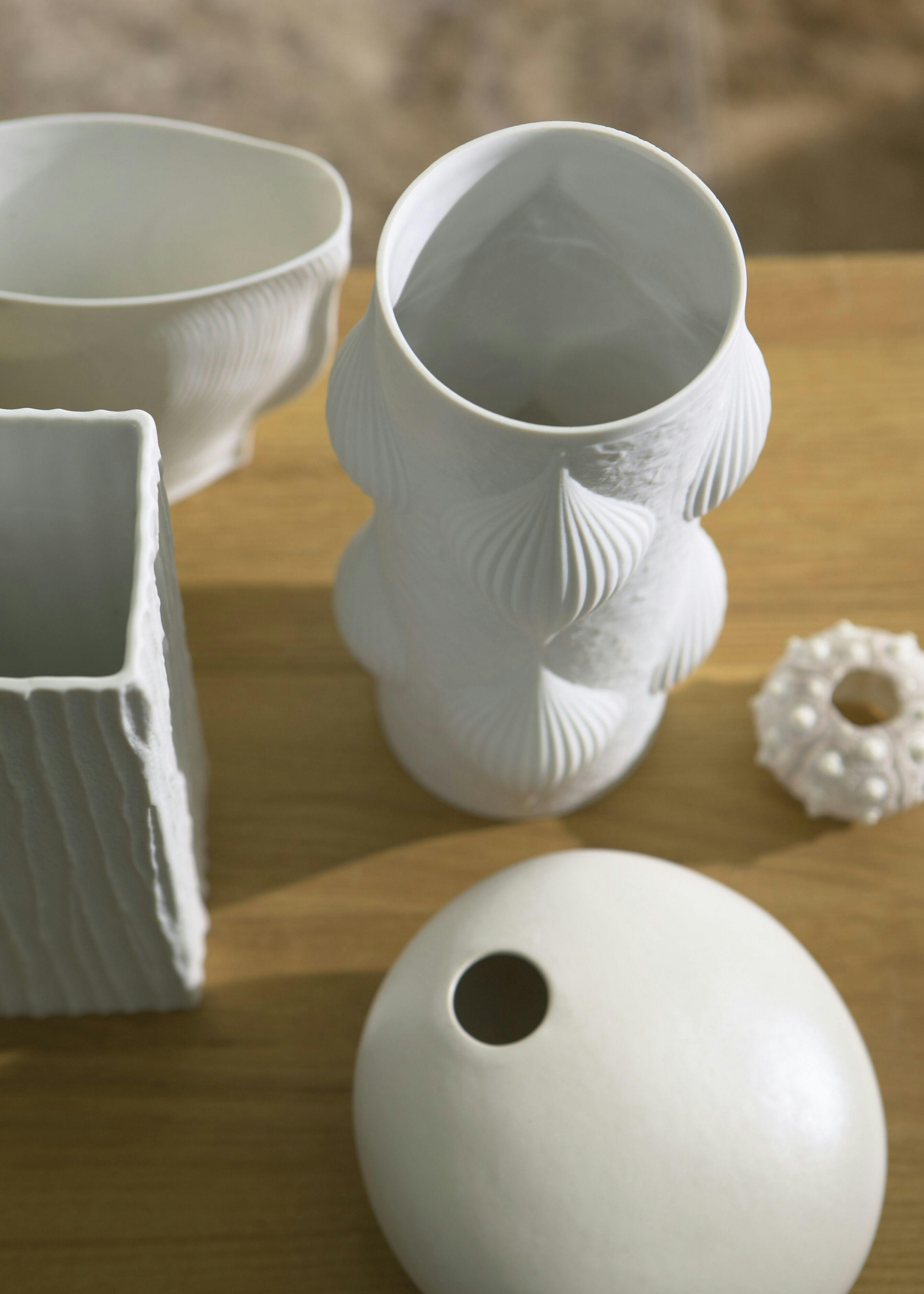 living room table with ceramics