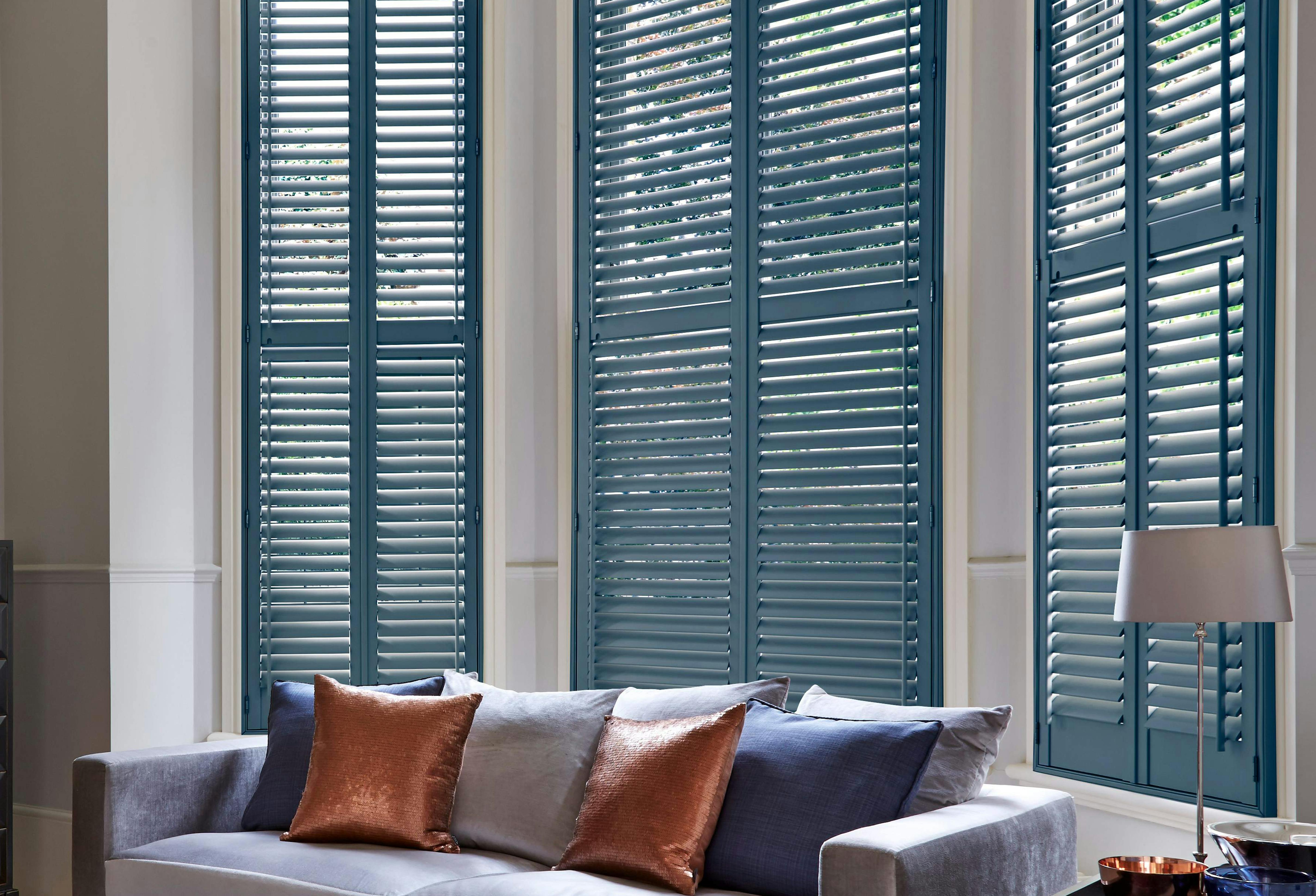 Living room with blue Shutters
