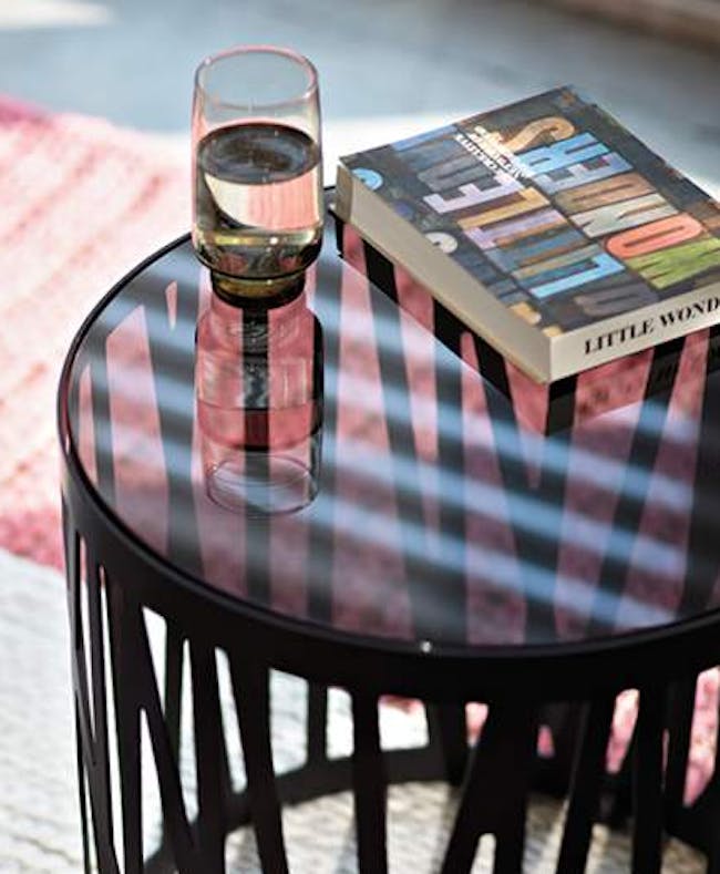 living room with glass coffee table