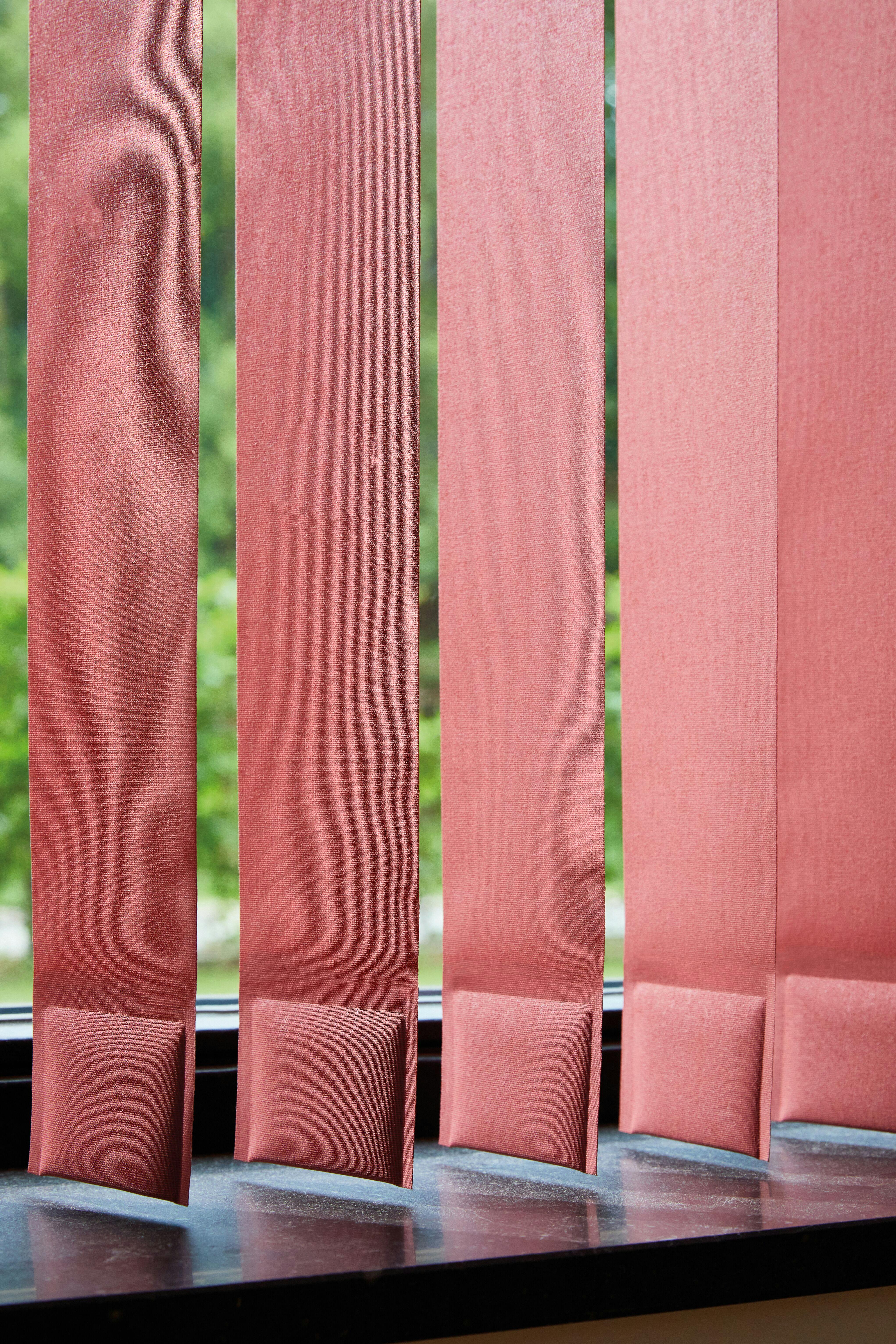 red vertical blinds