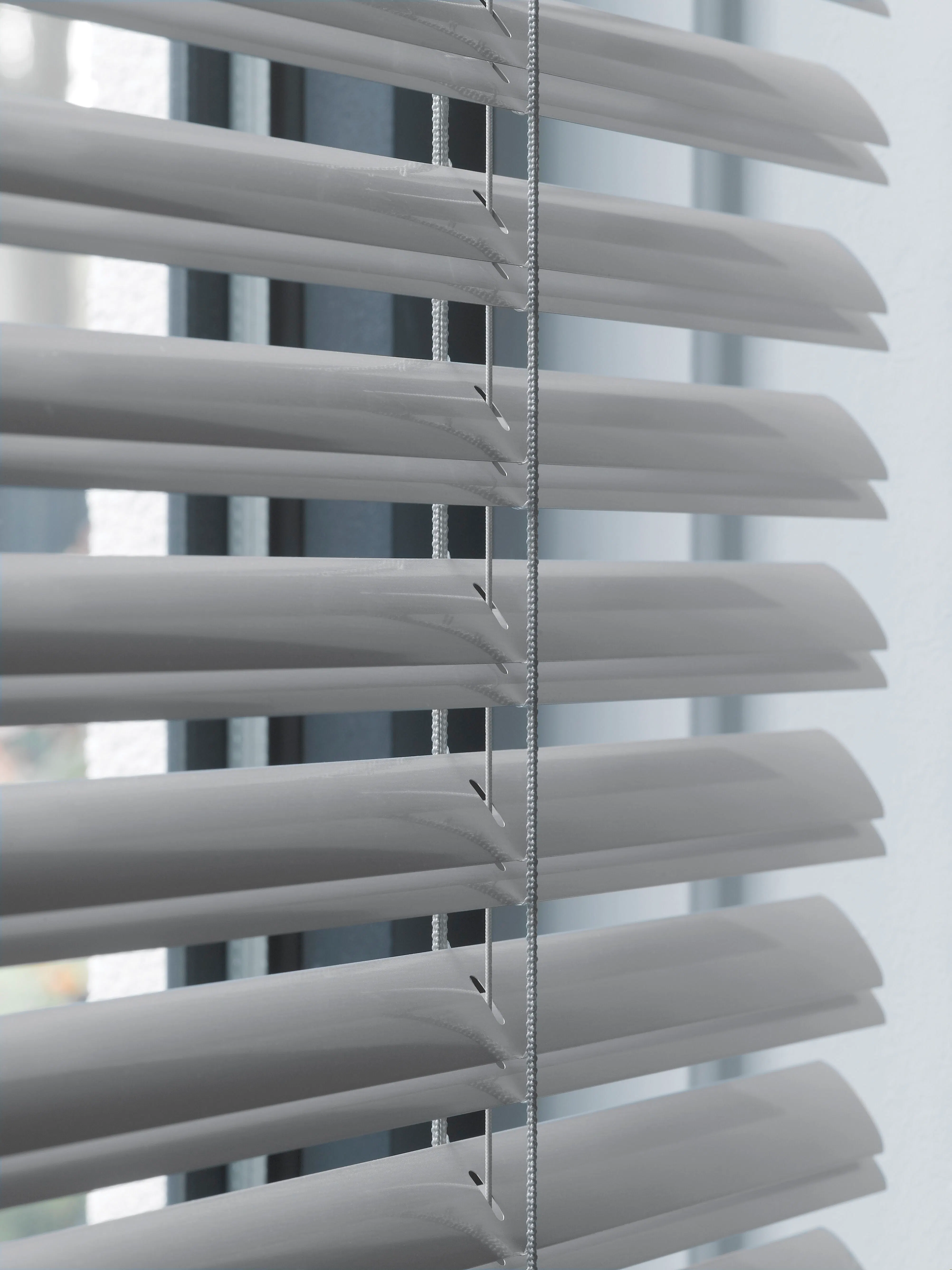 Closeup of grey venetian blinds 