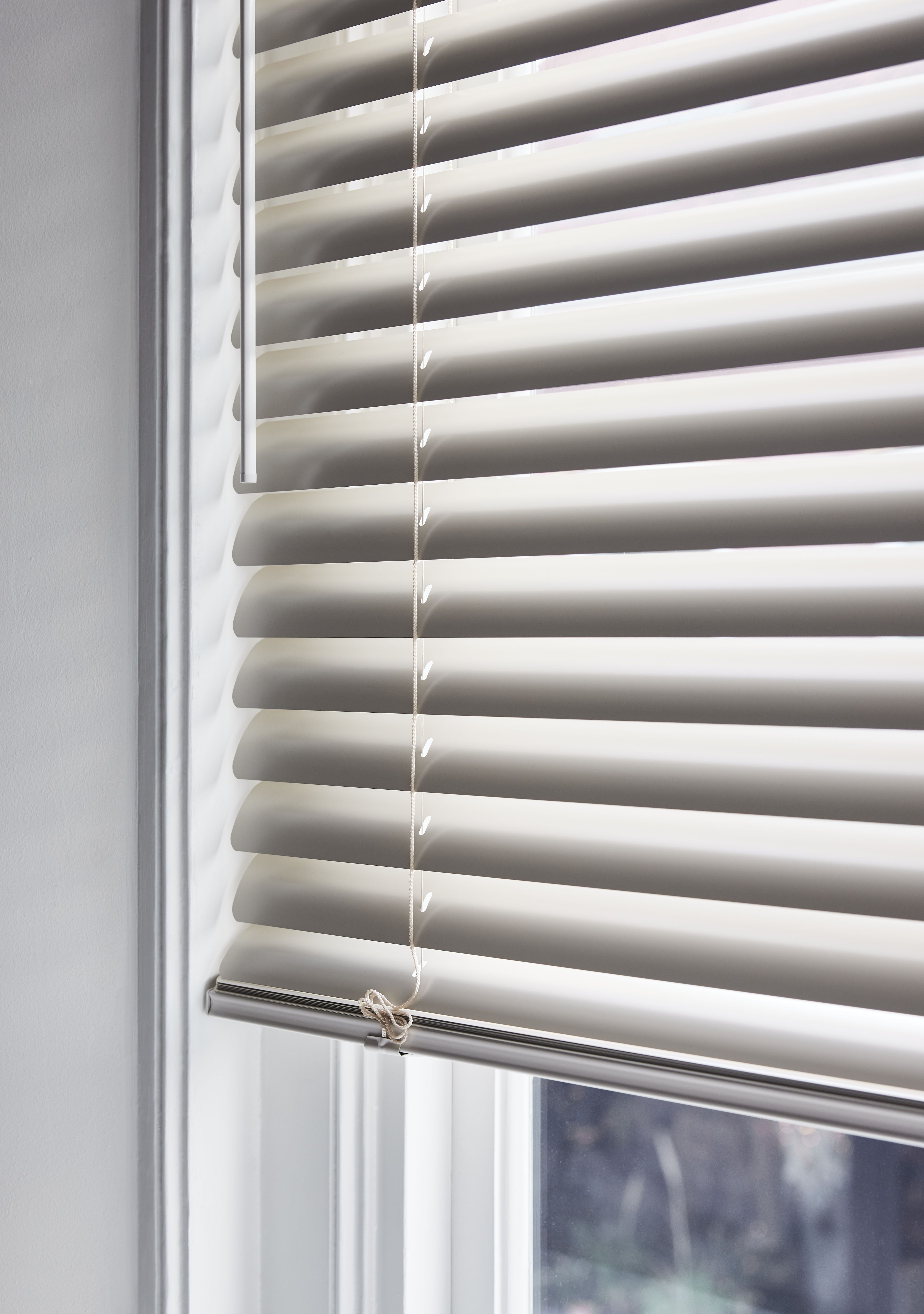 Closeup of cream venetian blinds 