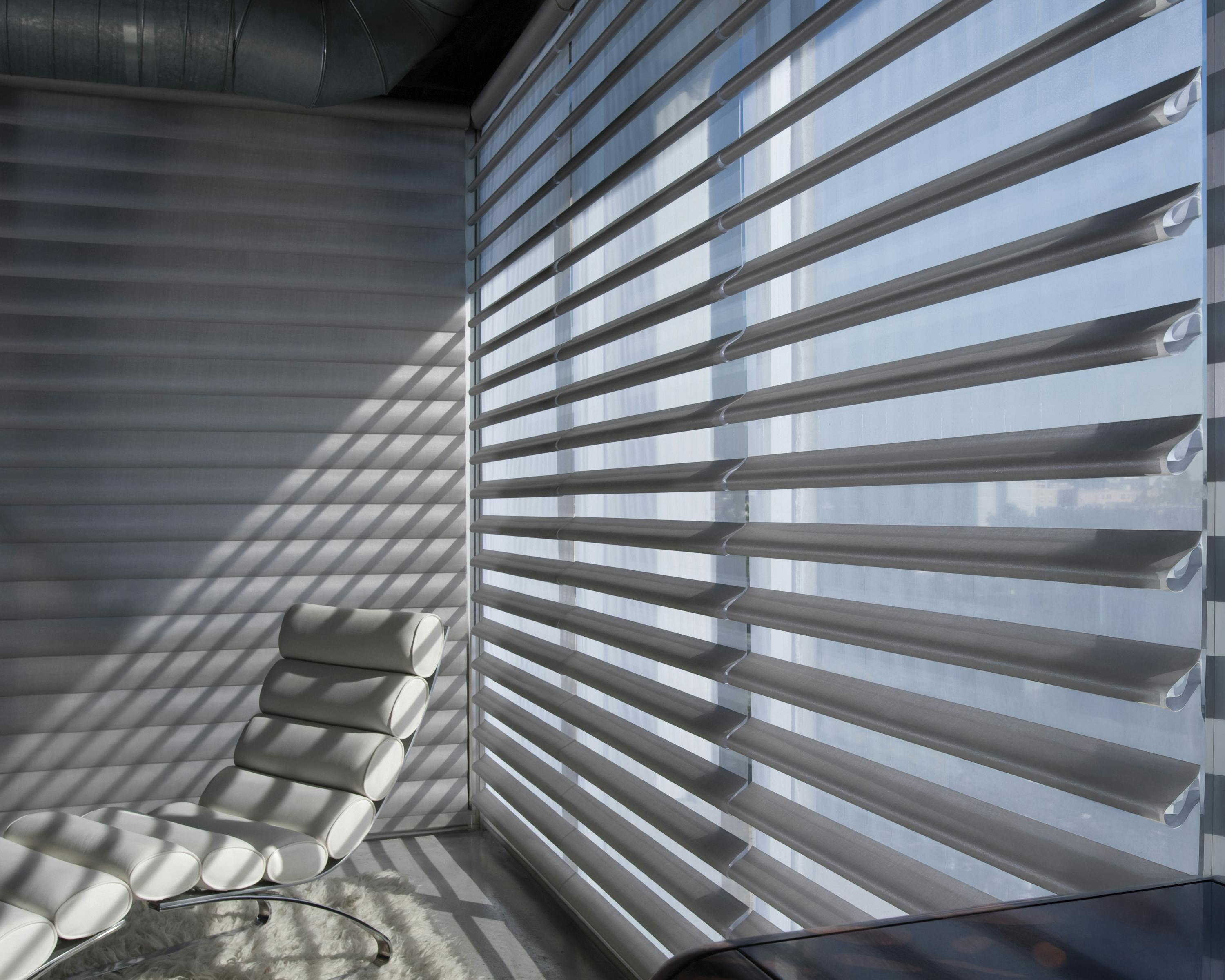 Closeup of grey pirouette shades