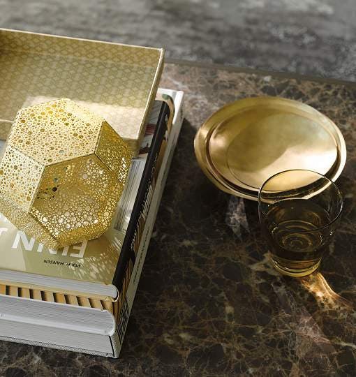 Yellow coffee table book piles