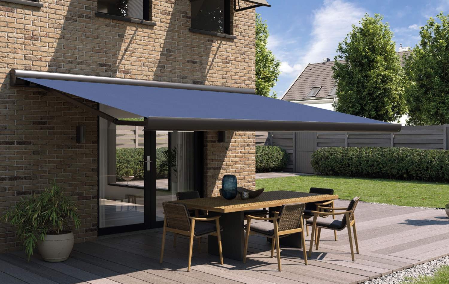 Awning in capri blue colour