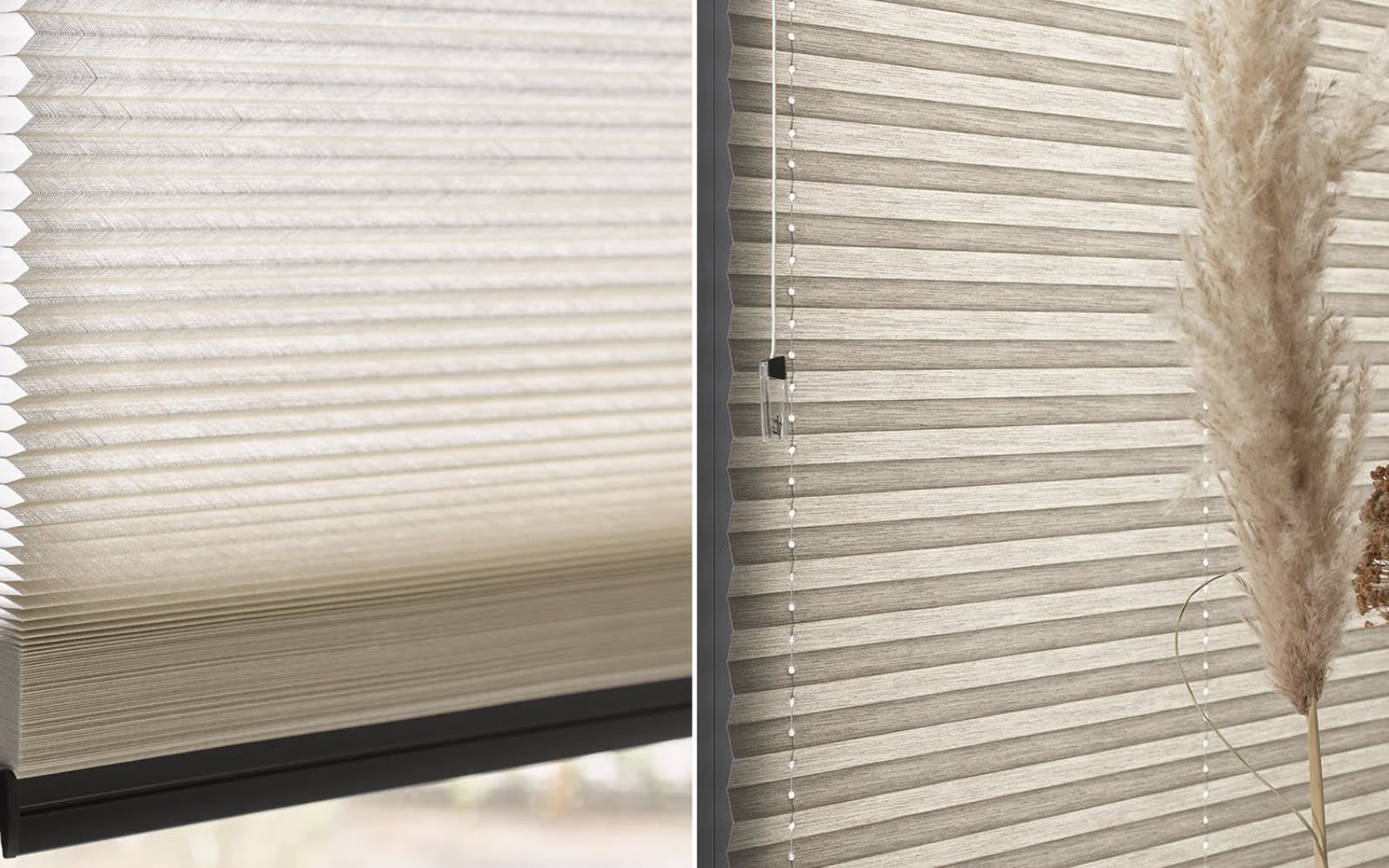 Cream duette shades and plisse shades