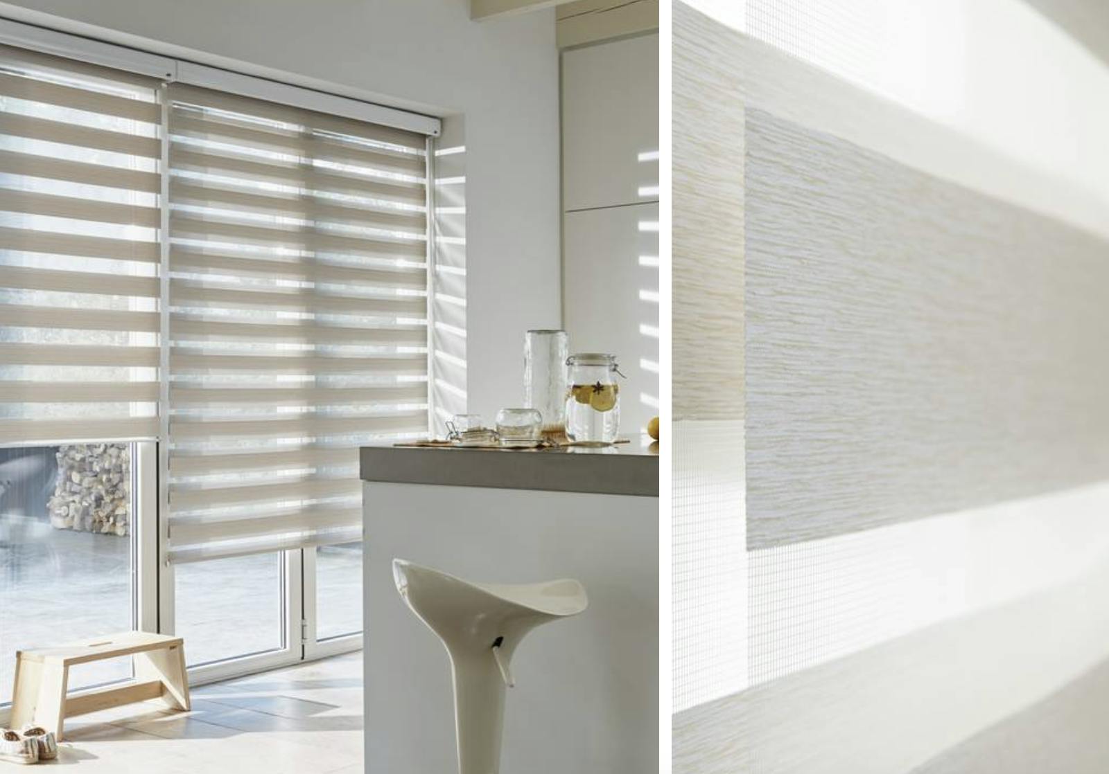 Duo rullgardiner med justerbar väv för en optimal ljuskontroll