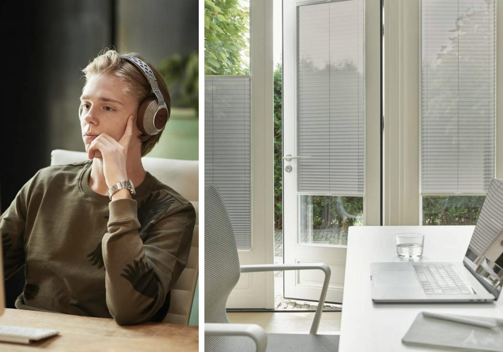 Inspiration til dit hjemmekontor - Fleksible gardiner i hjemmekontoret lader dig kontrollere lys og afskærmning