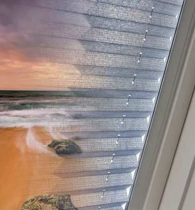 GreenScreen Sea-Tex® med blå plisségardiner