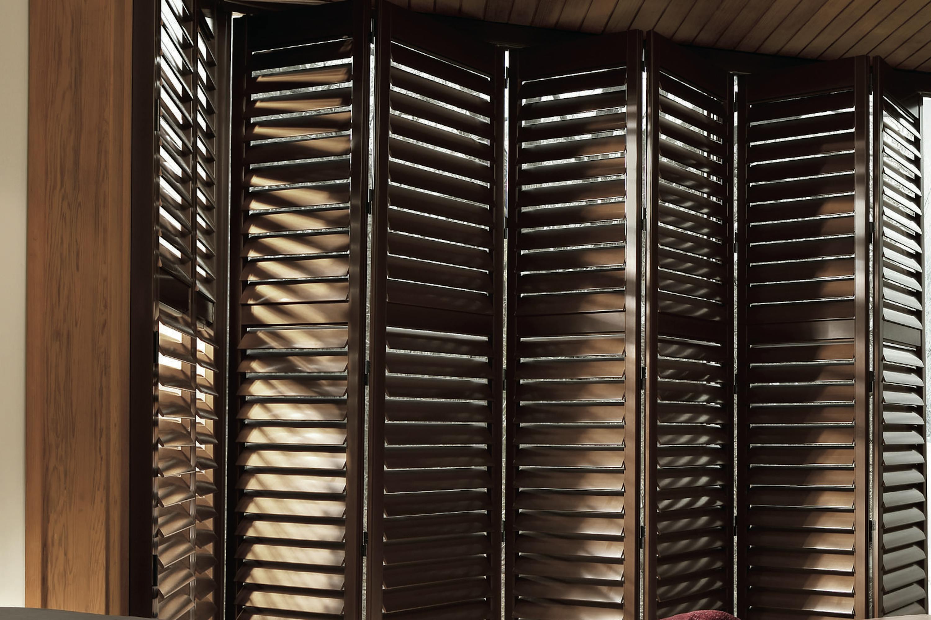 Wood shutters in a living room