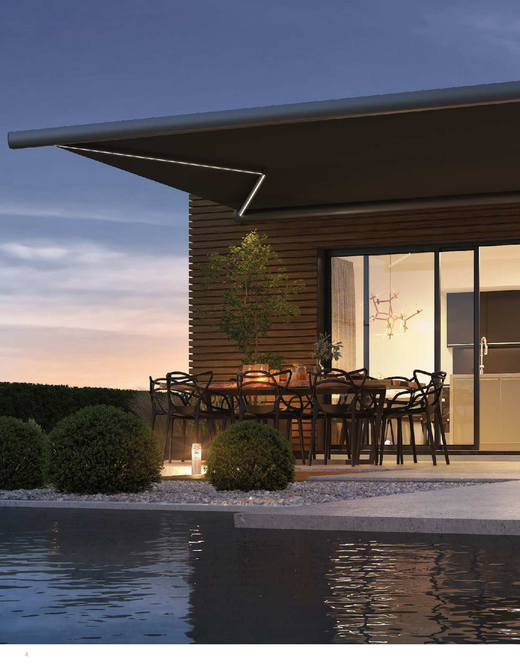 Black awnings with heating 