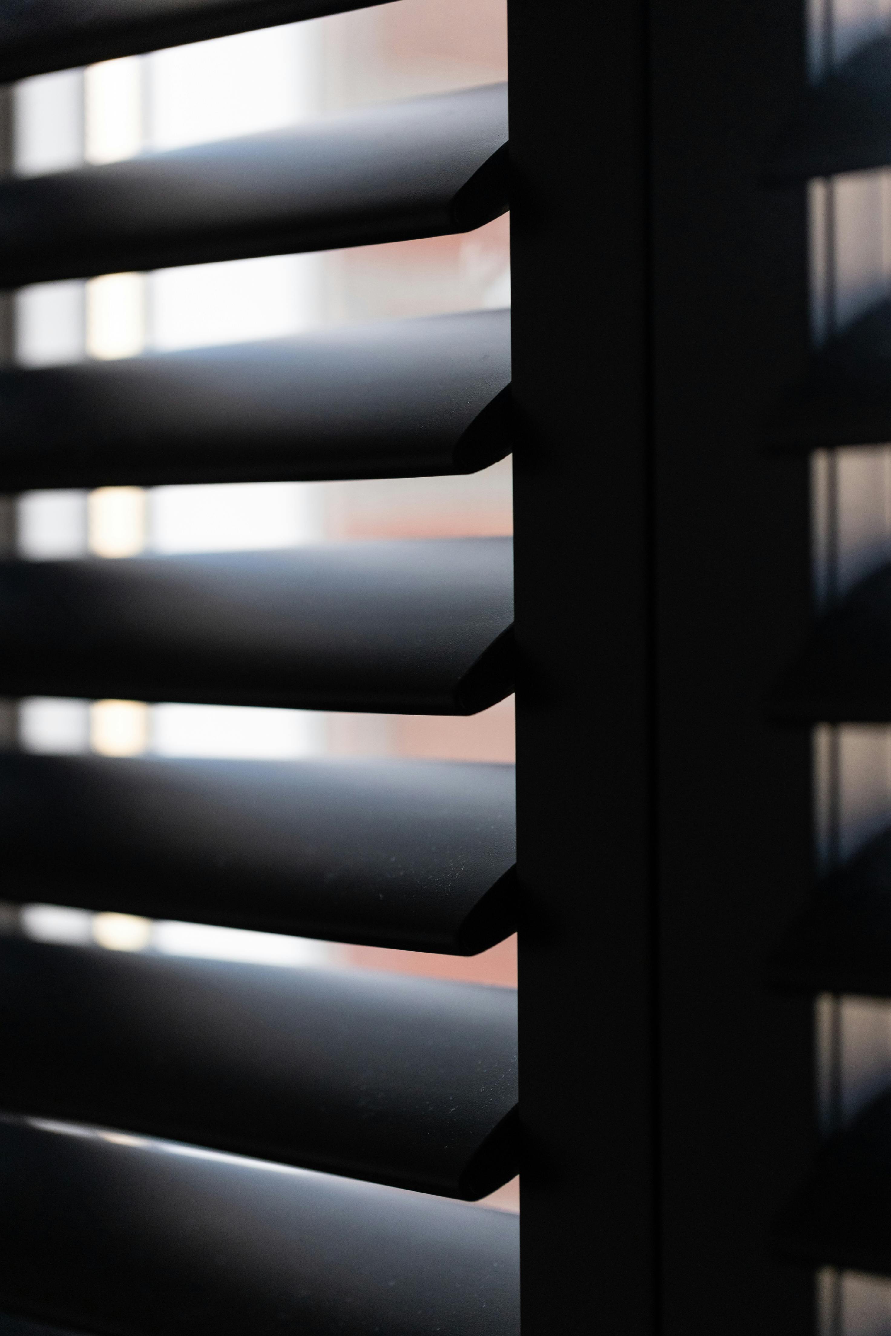 Closeup of black shutters
