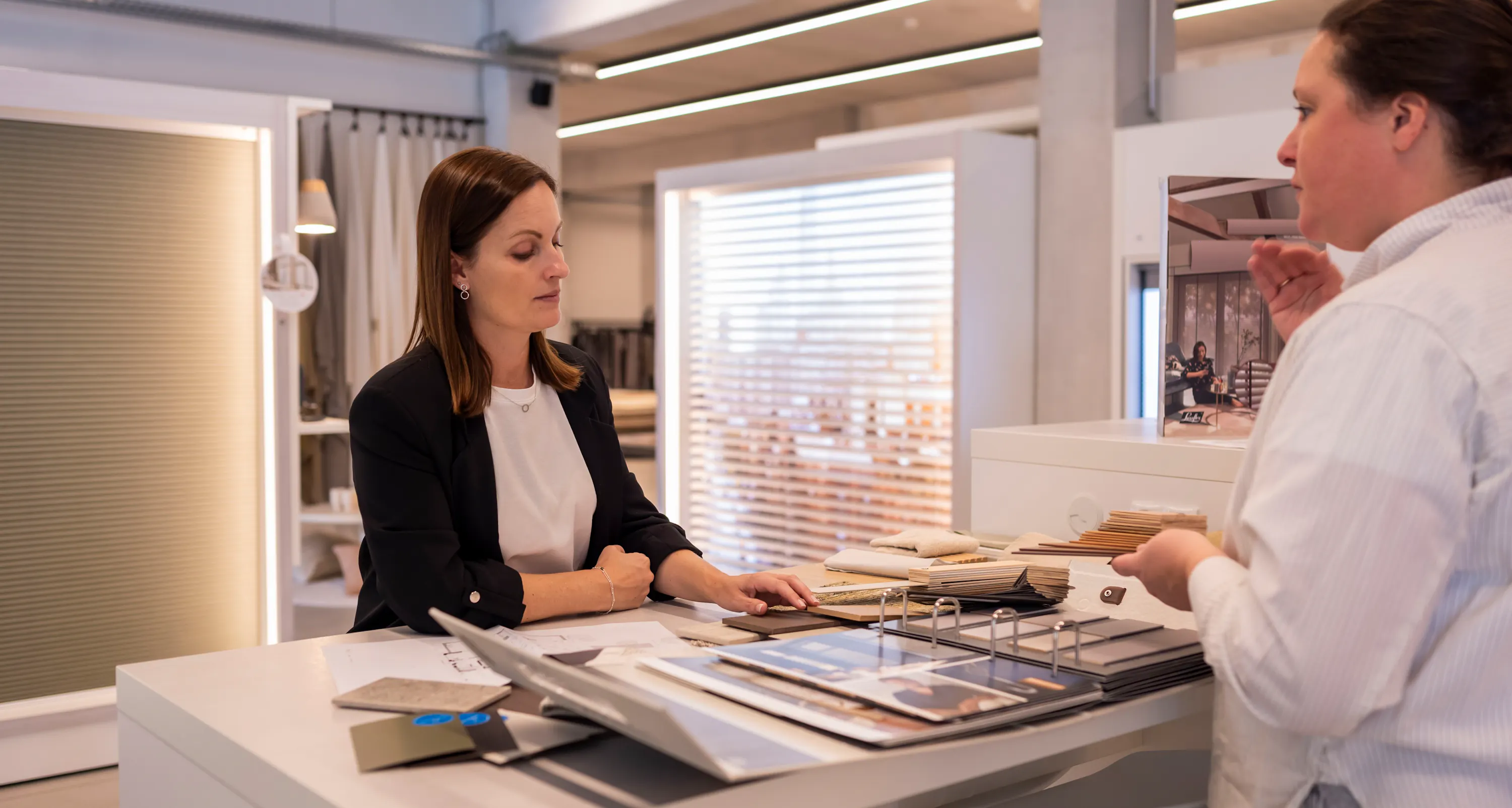 Customer in a showroom for a consultation appointment