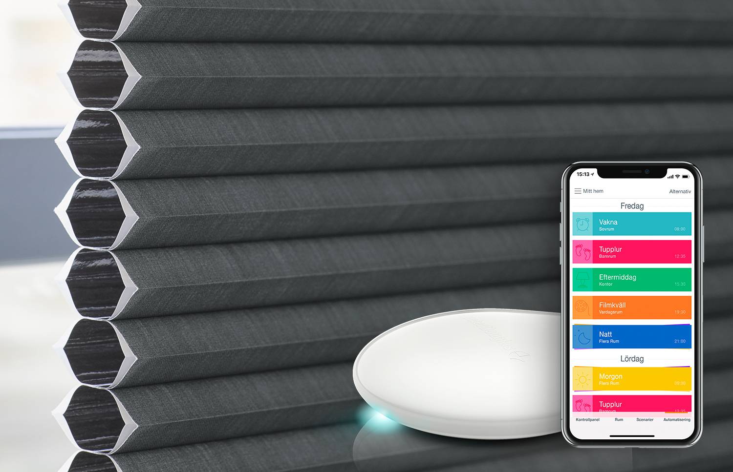 Duette®-gardin med PowerView®-automatisering