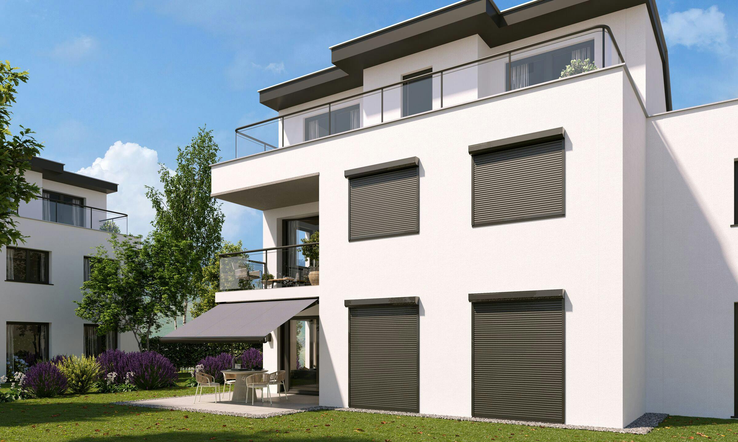 Rolluiken op een moderne woning