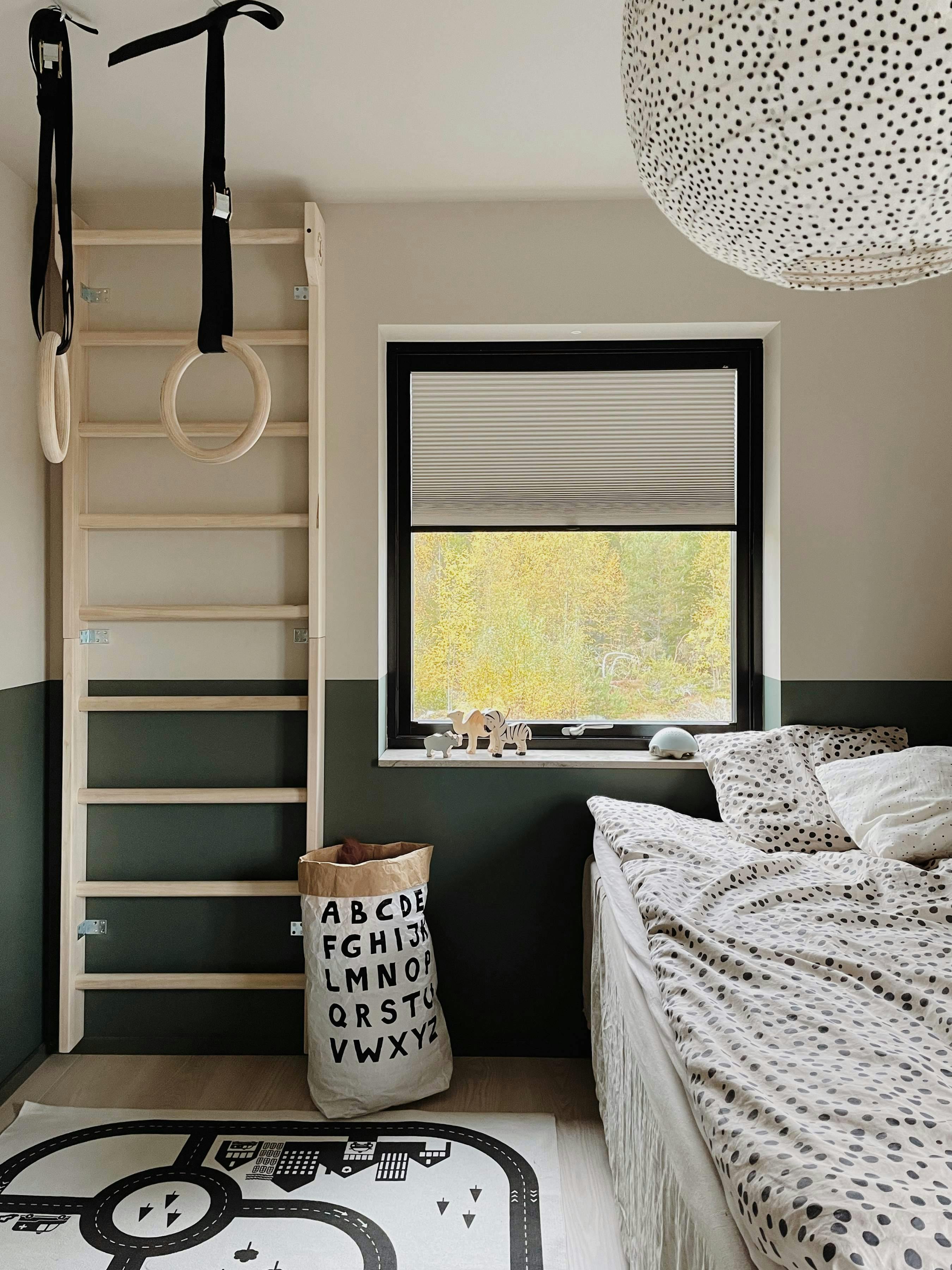 Duette blinds half covering bedroom windows