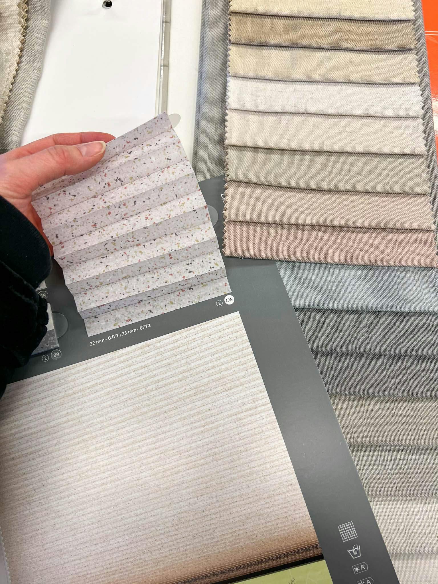 Close up of fabric samples