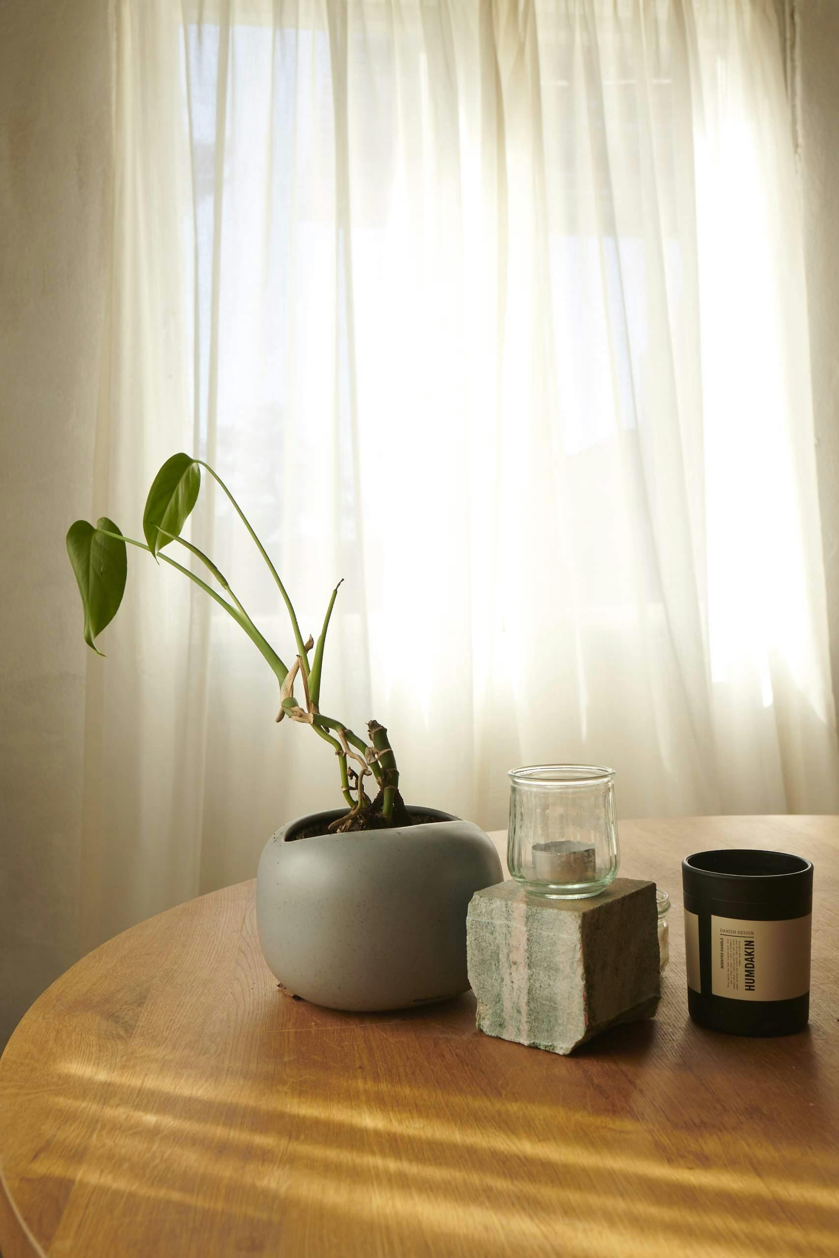 Elegant sheer white curtains covering windows