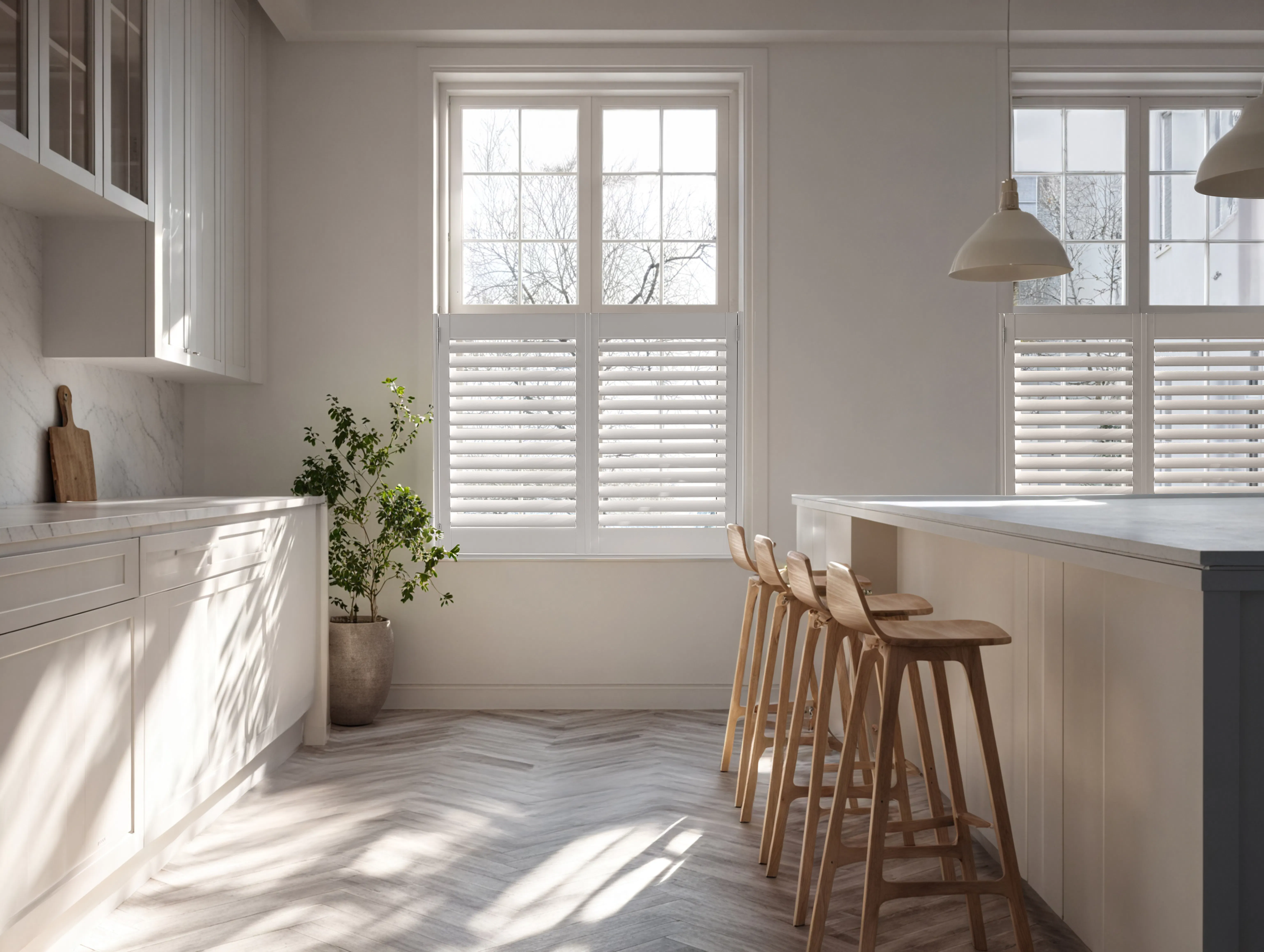 White shutters in a kitchen