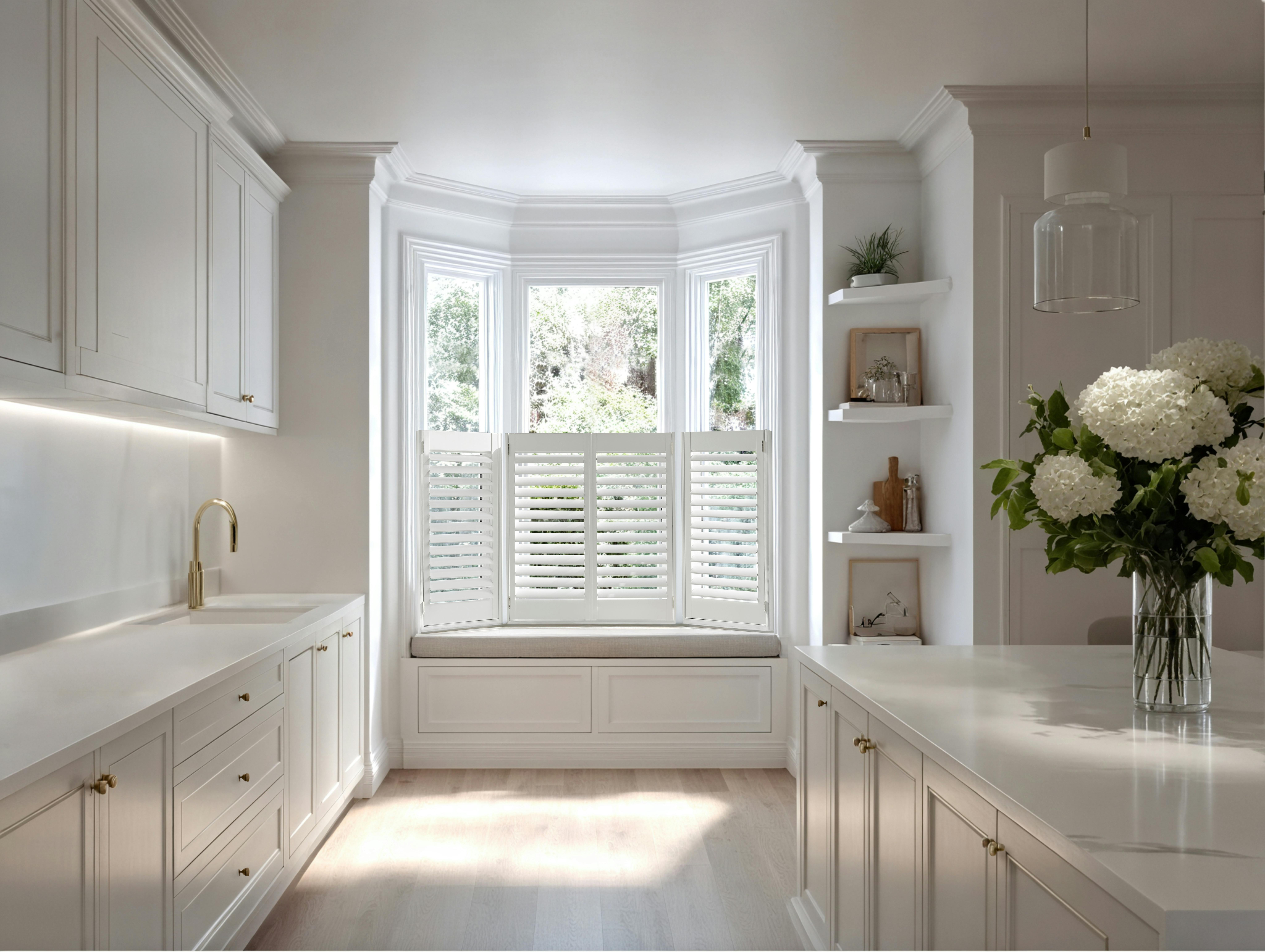 White shutters in a kitchen