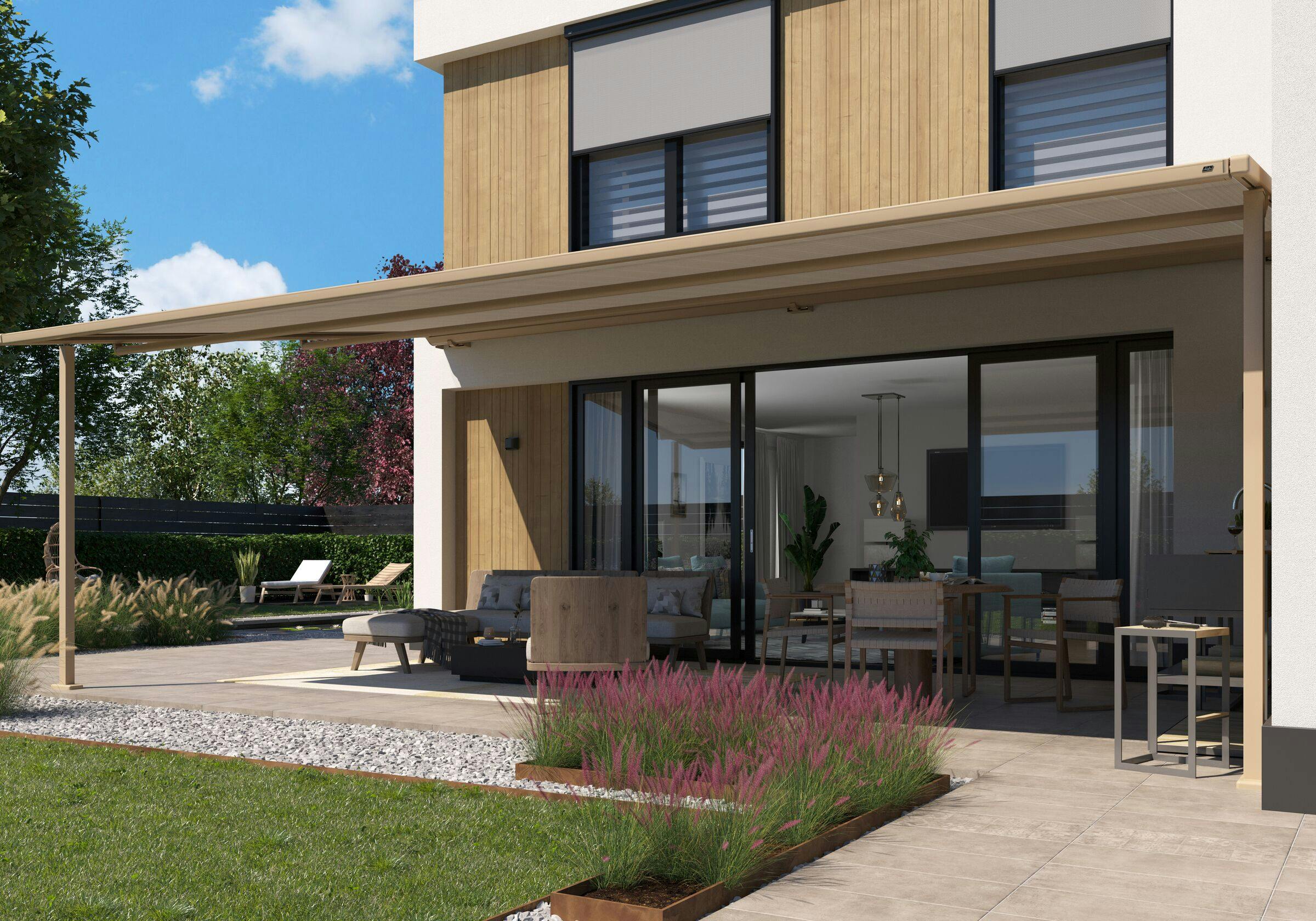 Pergola met oprolbaar doek